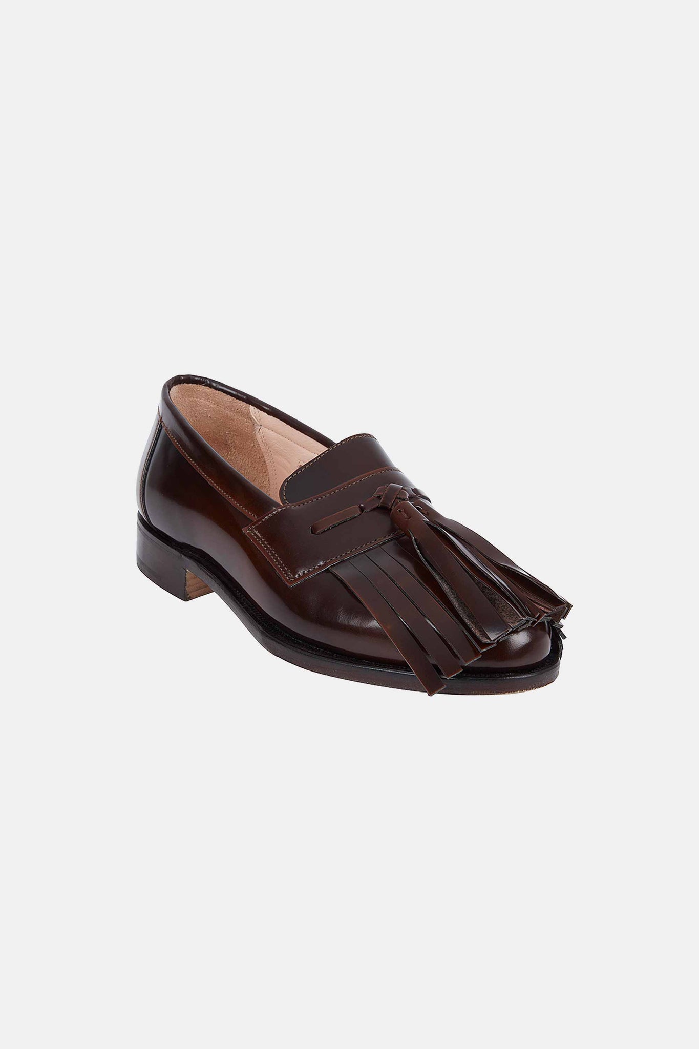 Grenda Tassel Front Loafer in Dark Brown Leather