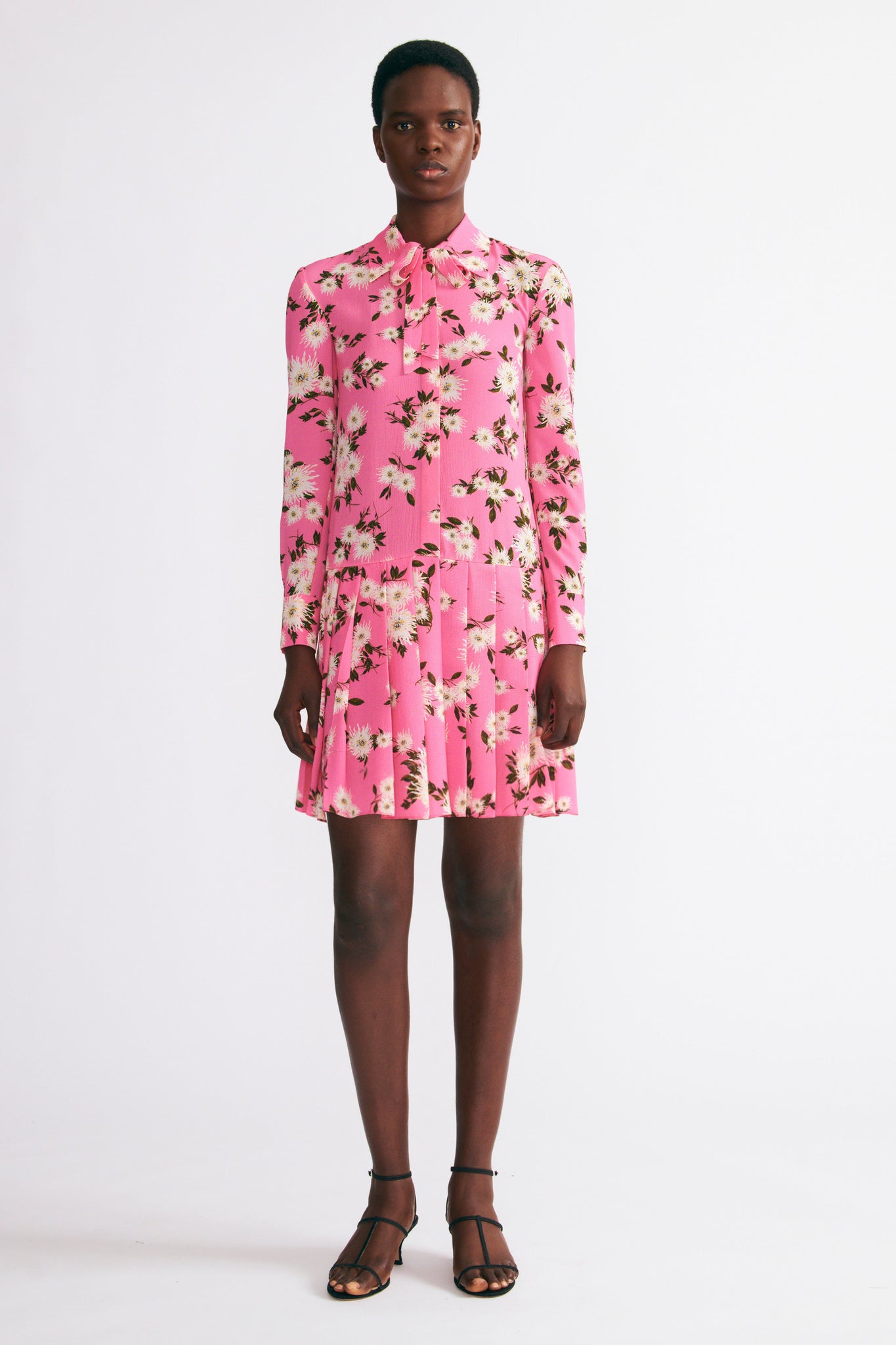 Gunnell Dress In Pink Dahlia Floral Print Crepe Georgette | Emilia Wickstead