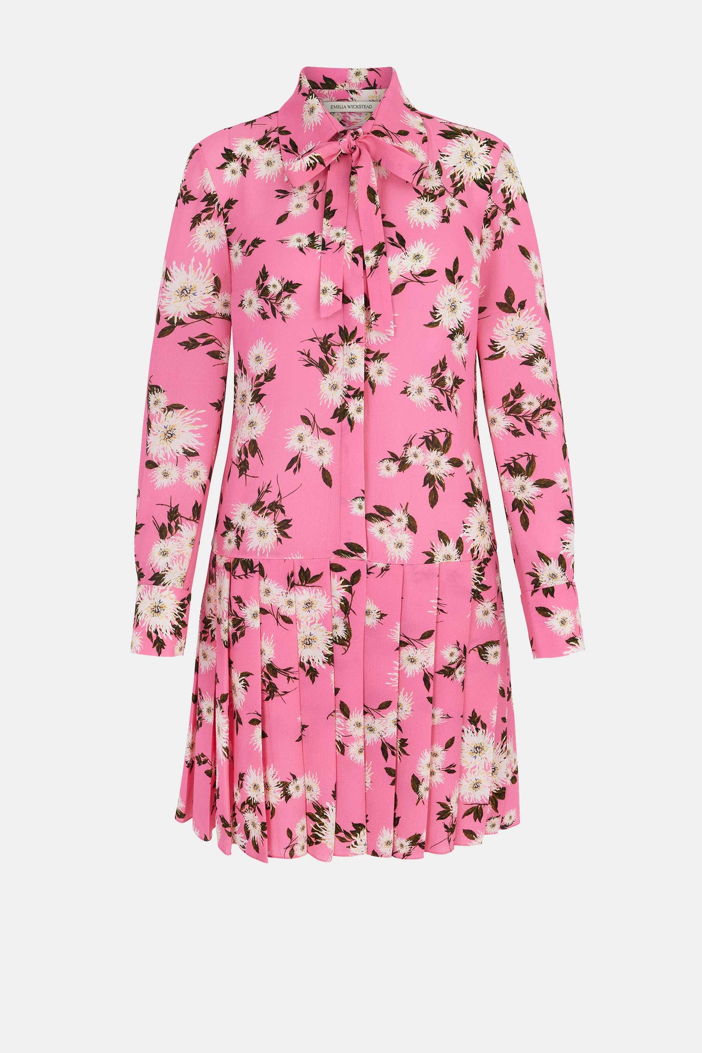 Gunnell Dress In Pink Dahlia Floral Print Crepe Georgette | Emilia Wickstead