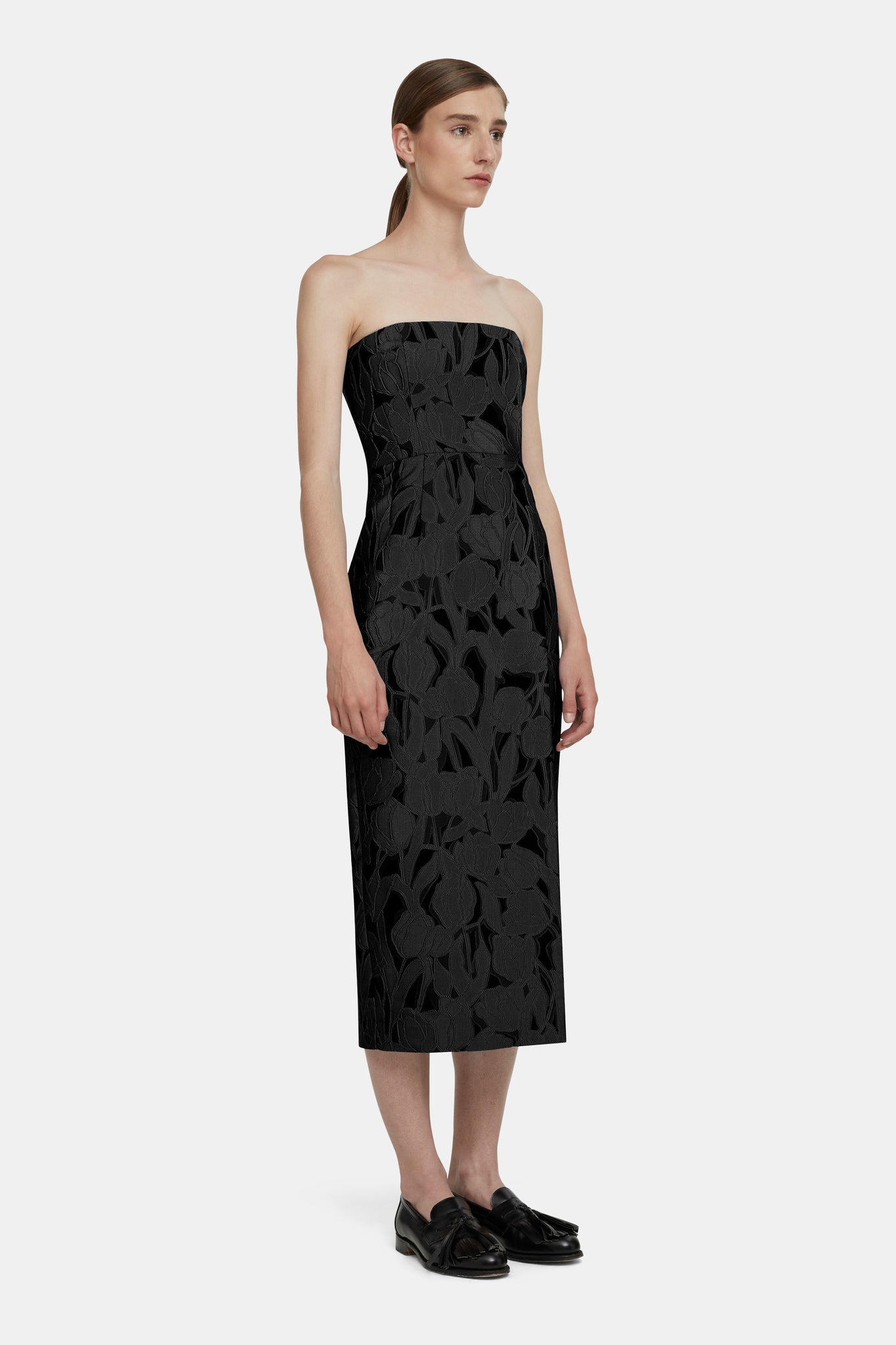 Imara Dress in Black Embellished Wool | Emilia Wickstead