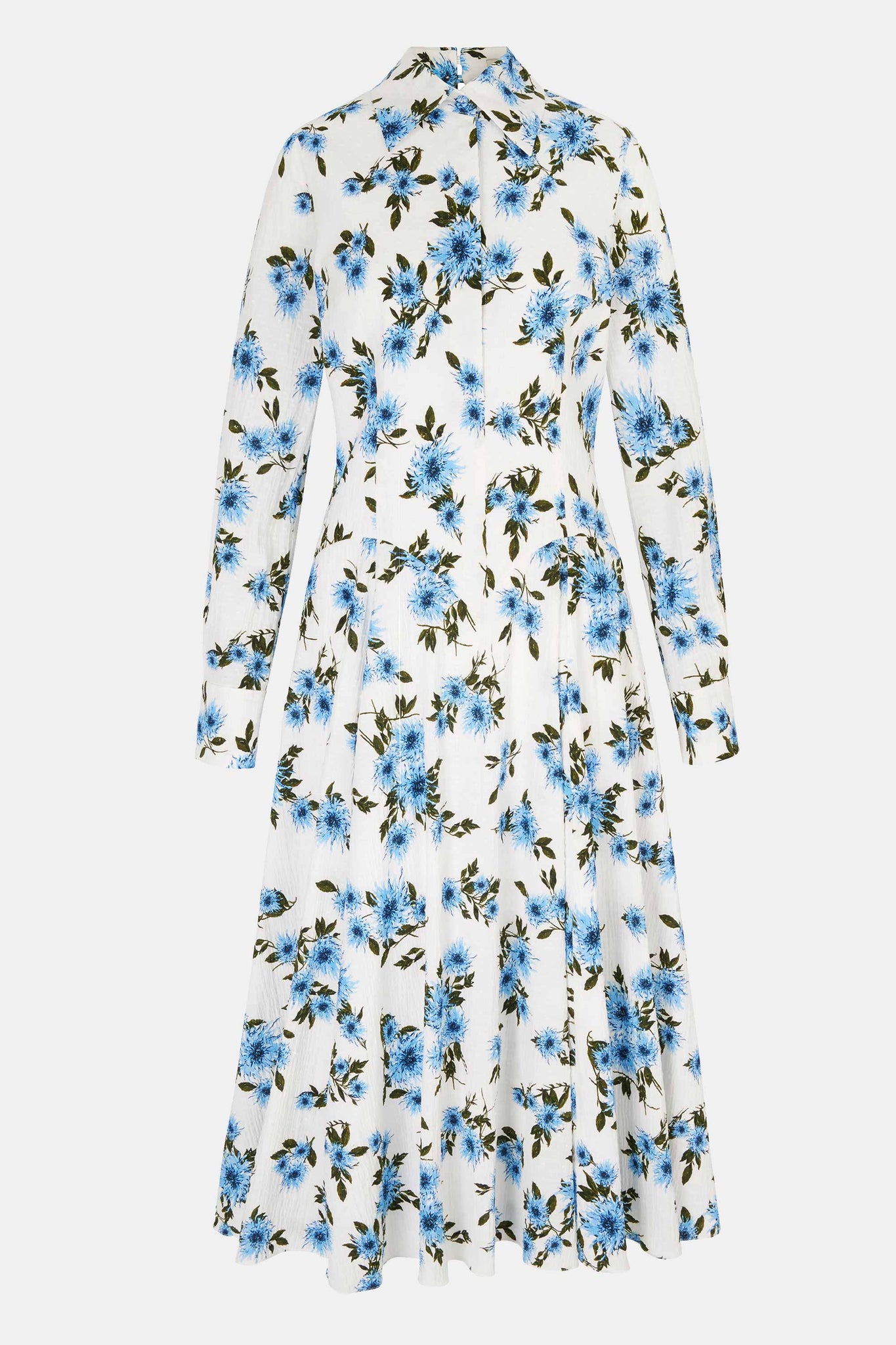 Jancine Dress In Blue Floral Print Bibione Cotton | Emilia Wickstead