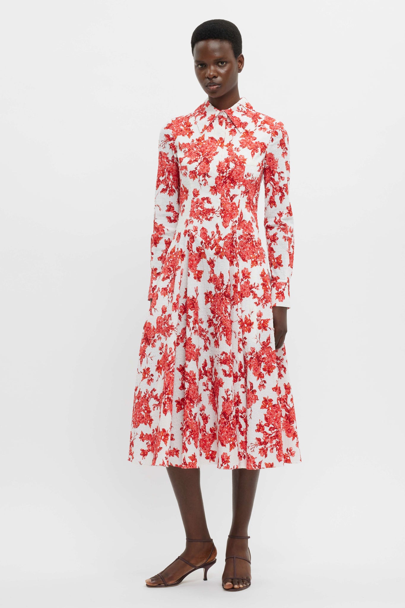 Jancine Dress In Hot Pink Rose Floral Print Cotton Emilia Wickstead