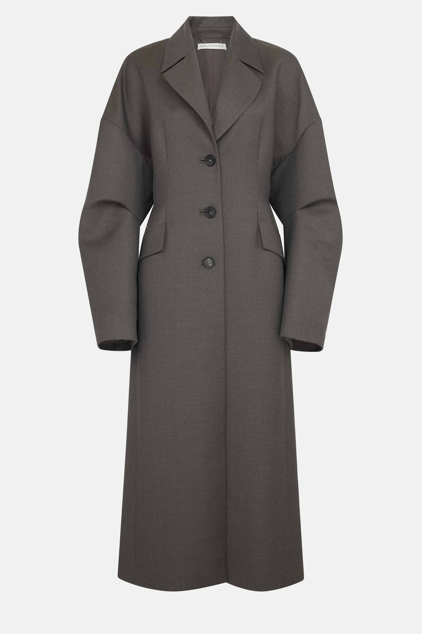 Emilia Wickstead - Jaya Tailored Coat in Ash Grey Seersucker Merino