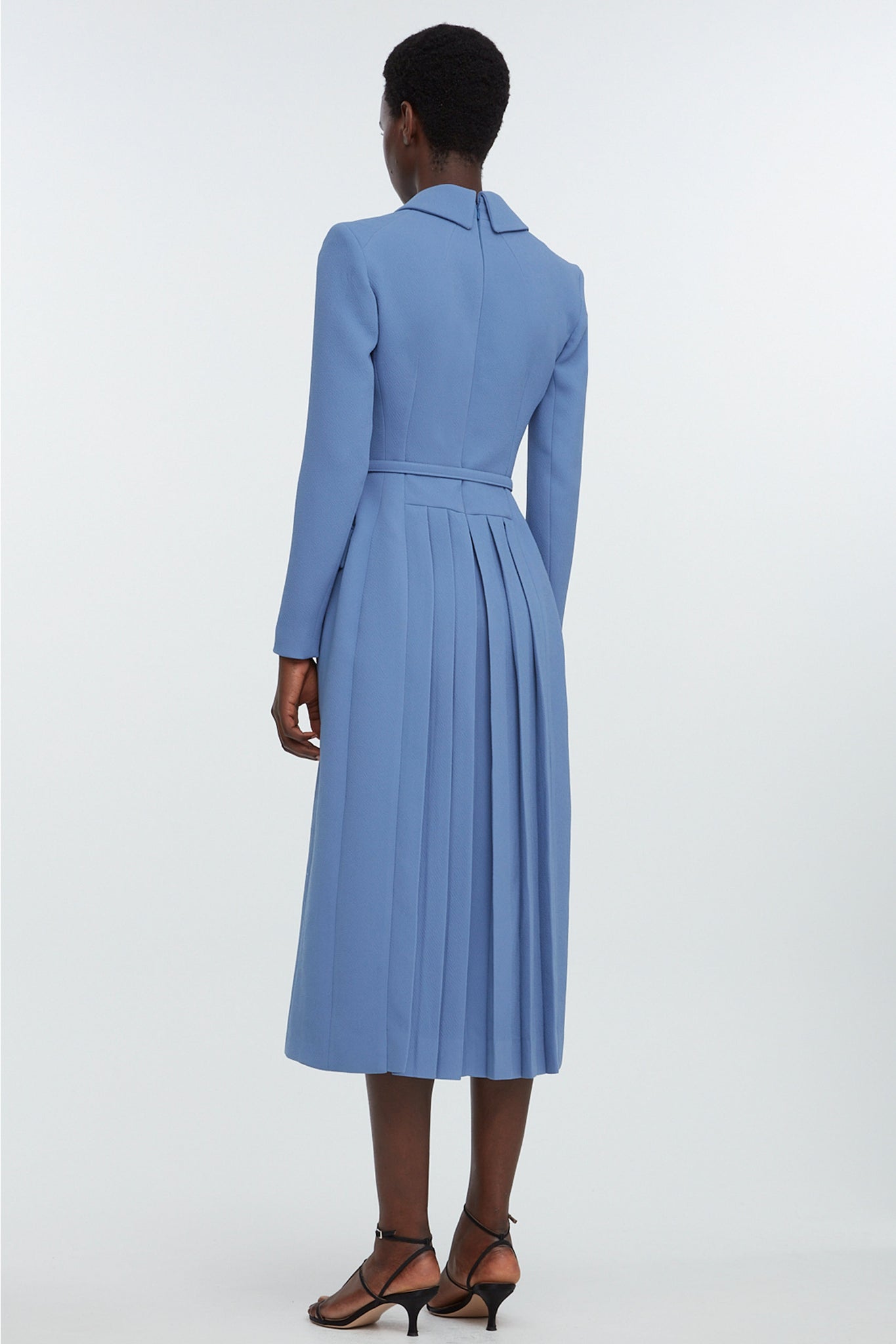 Emilia Wickstead Kalonice Wrap Coat Dress In Indigo Double Crepe