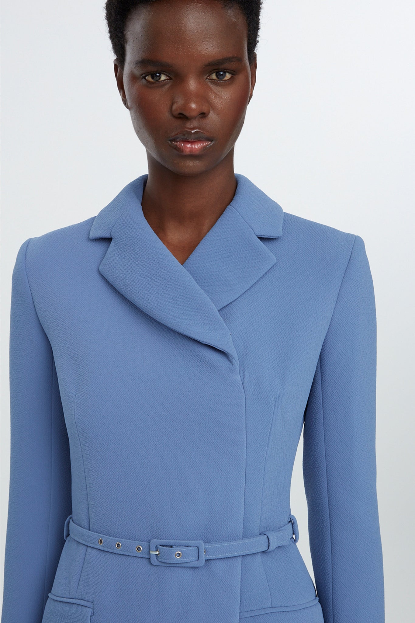 Kalonice Wrap Coat Dress Indigo Double Crepe Emilia Wickstead