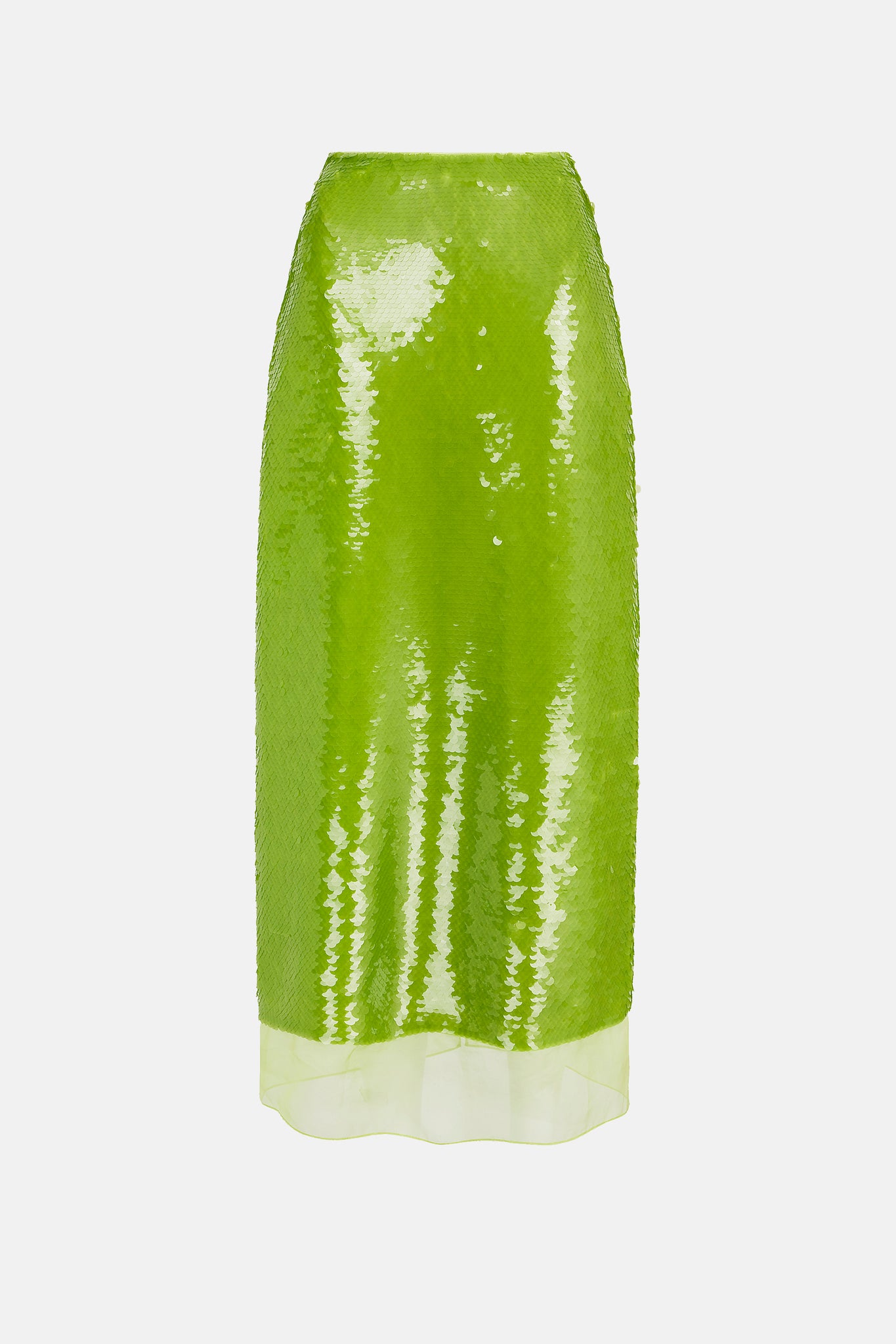 Kazu Lime Green Sequin Skirt with organza underlayer - Emilia Wickstead