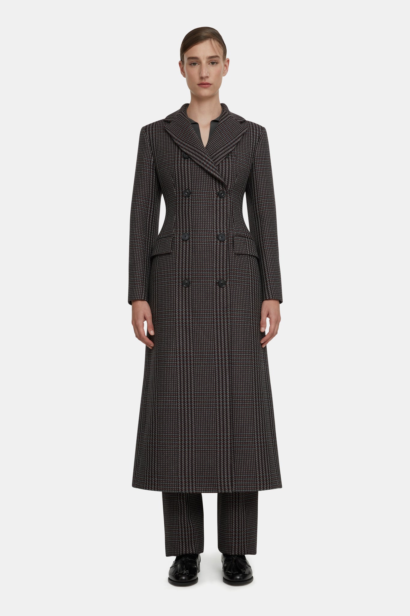 Kelin Grey Prince of Wales Check Tailored Coat - Emilia Wickstead