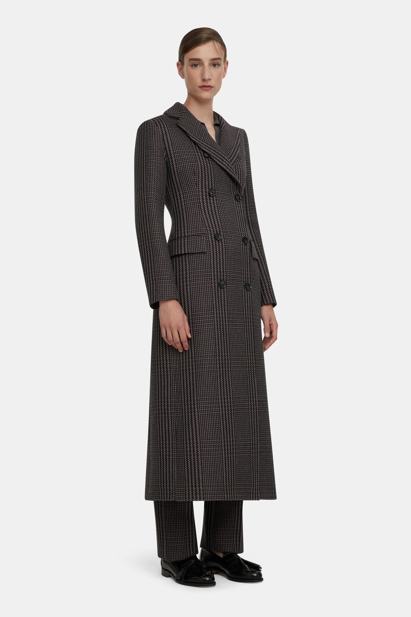 Kelin Grey Prince of Wales Check Tailored Coat - Emilia Wickstead