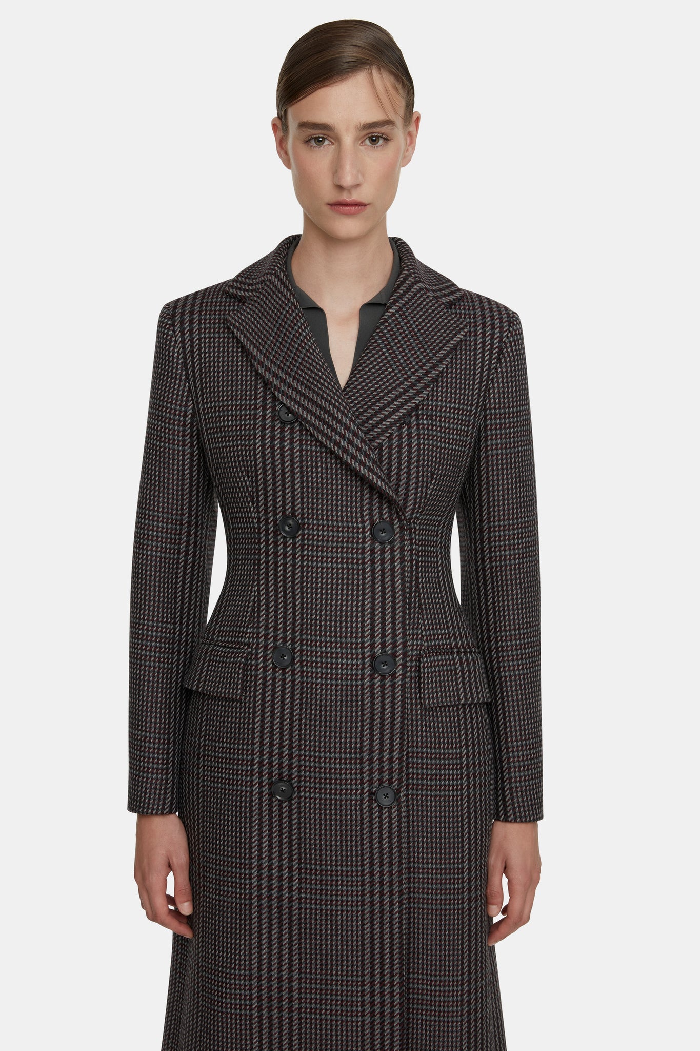 Kelin Grey Prince of Wales Check Tailored Coat - Emilia Wickstead