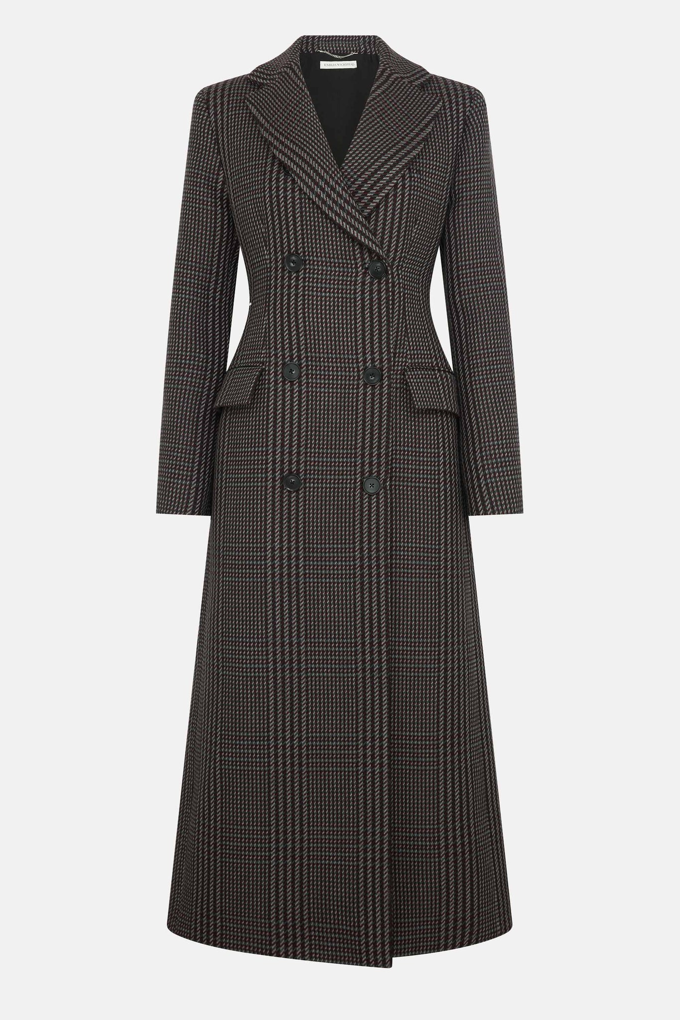 Kelin Grey Prince of Wales Check Tailored Coat - Emilia Wickstead