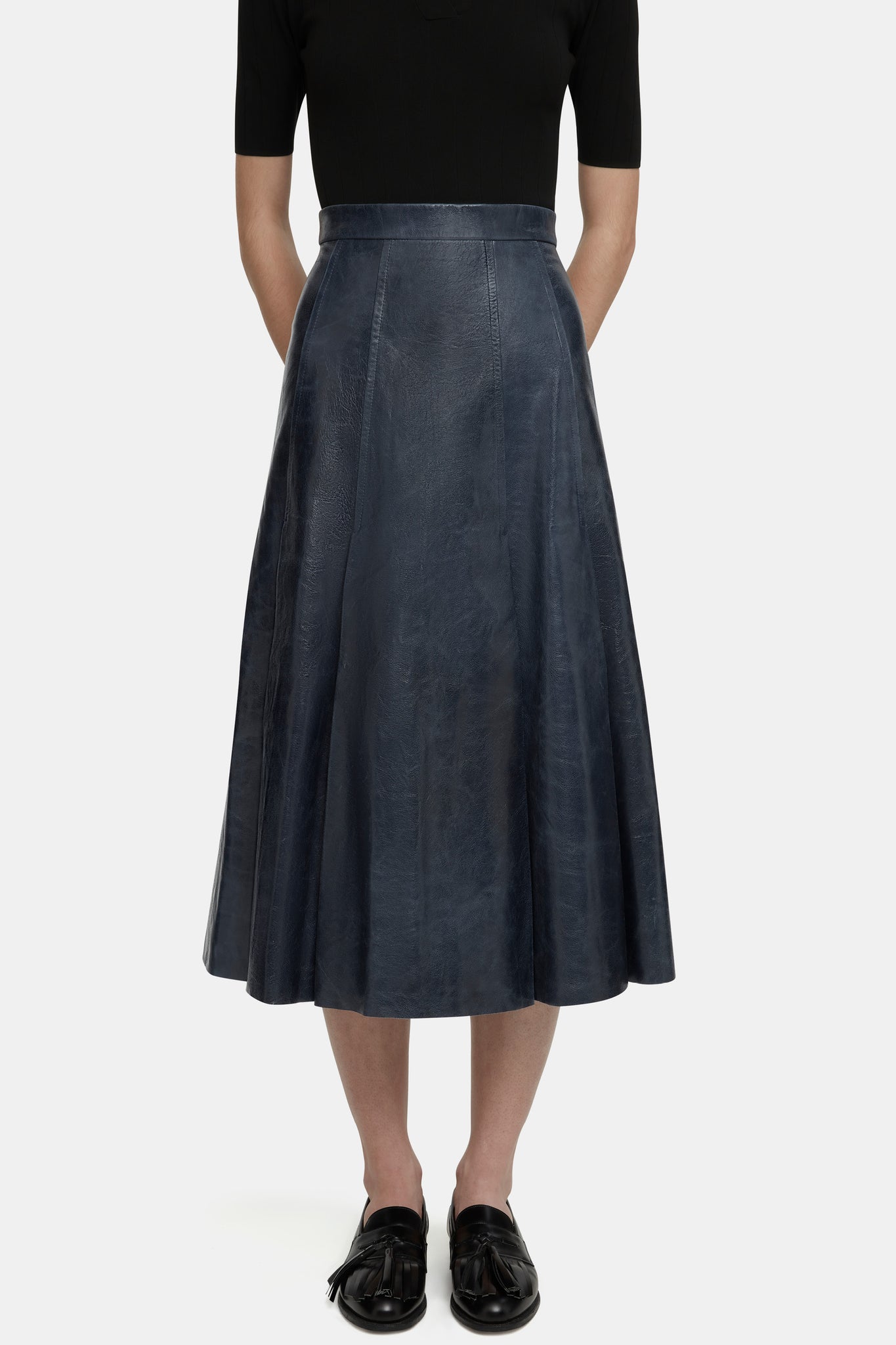 Kensie Skirt in Dark Navy Leather