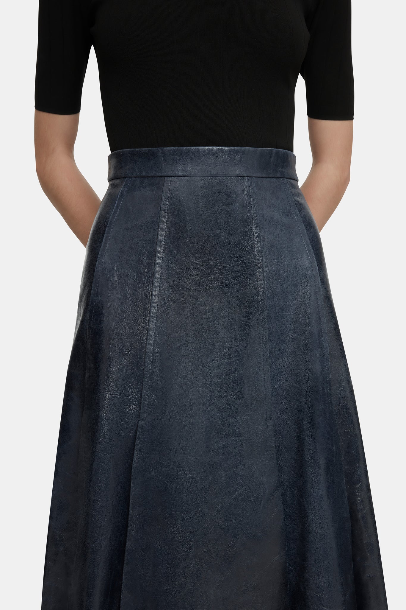 Kensie Skirt in Dark Navy Leather