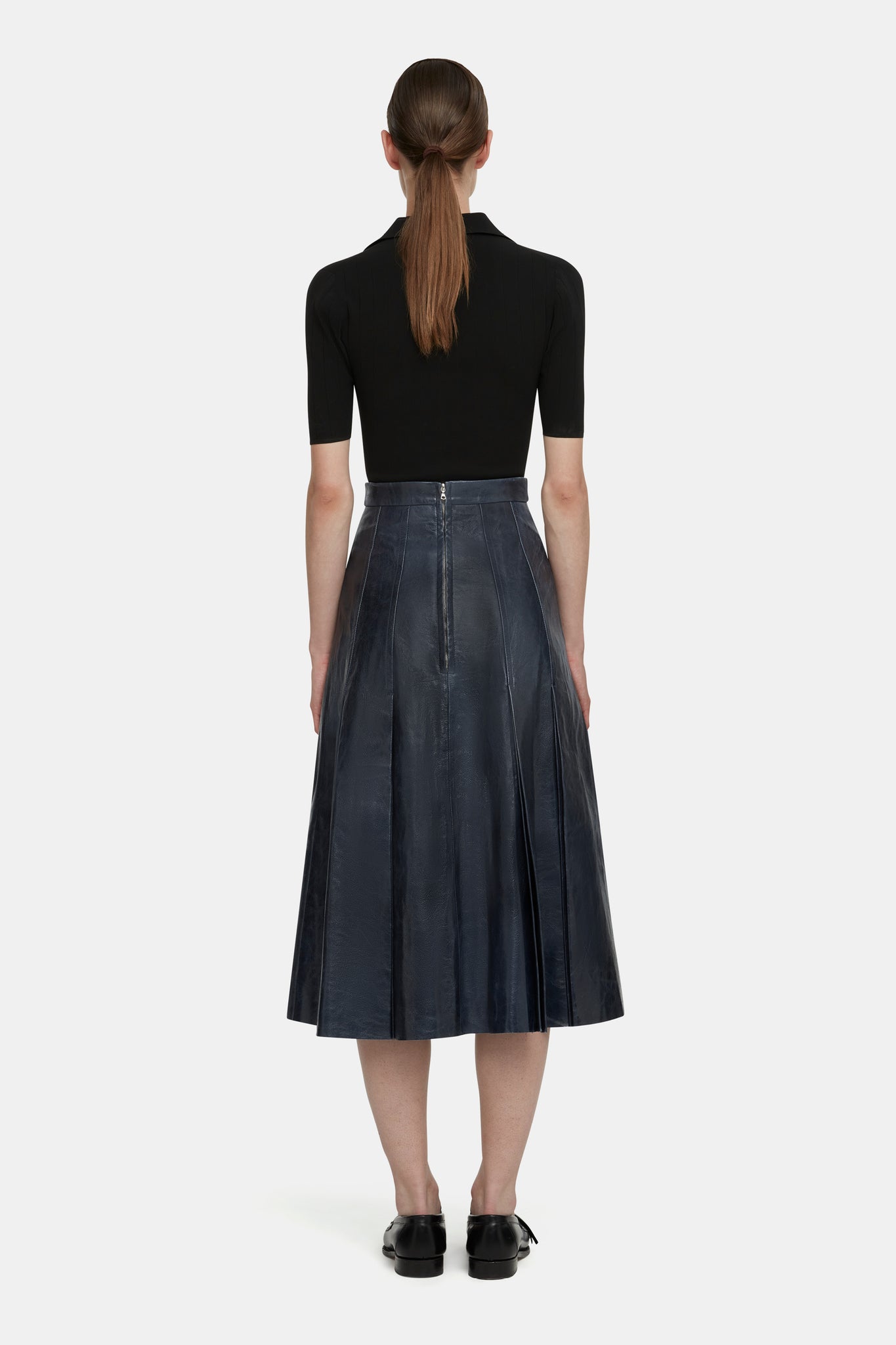 Kensie Skirt in Dark Navy Leather