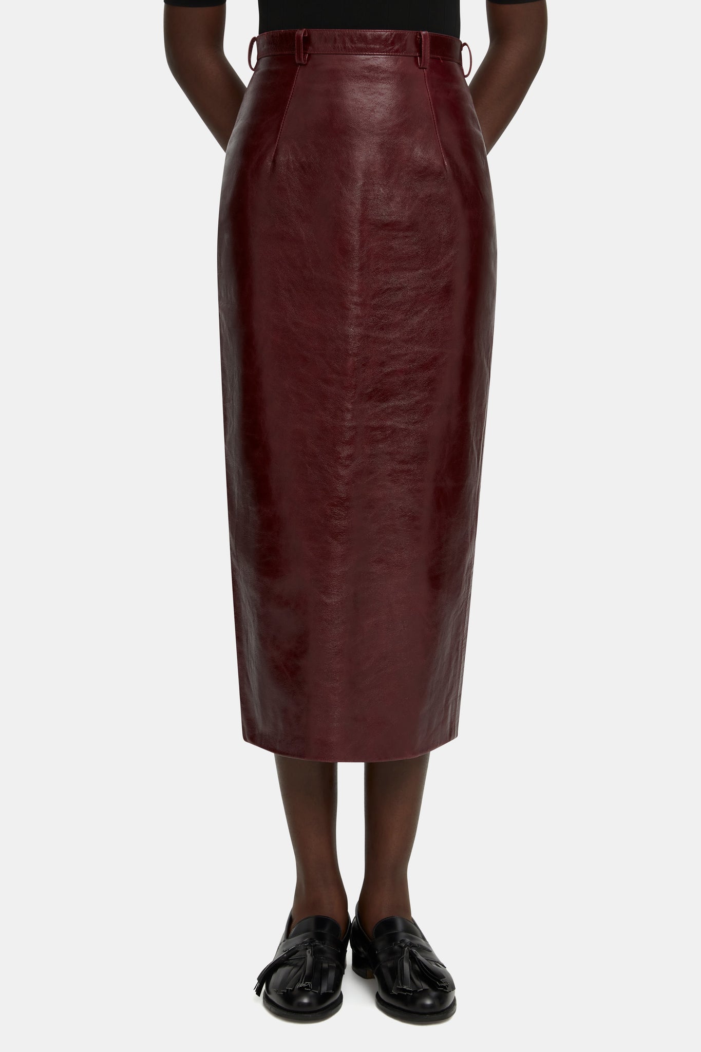 Lorelei Pencil Skirt in Oxblood Leather |  Emilia Wickstead