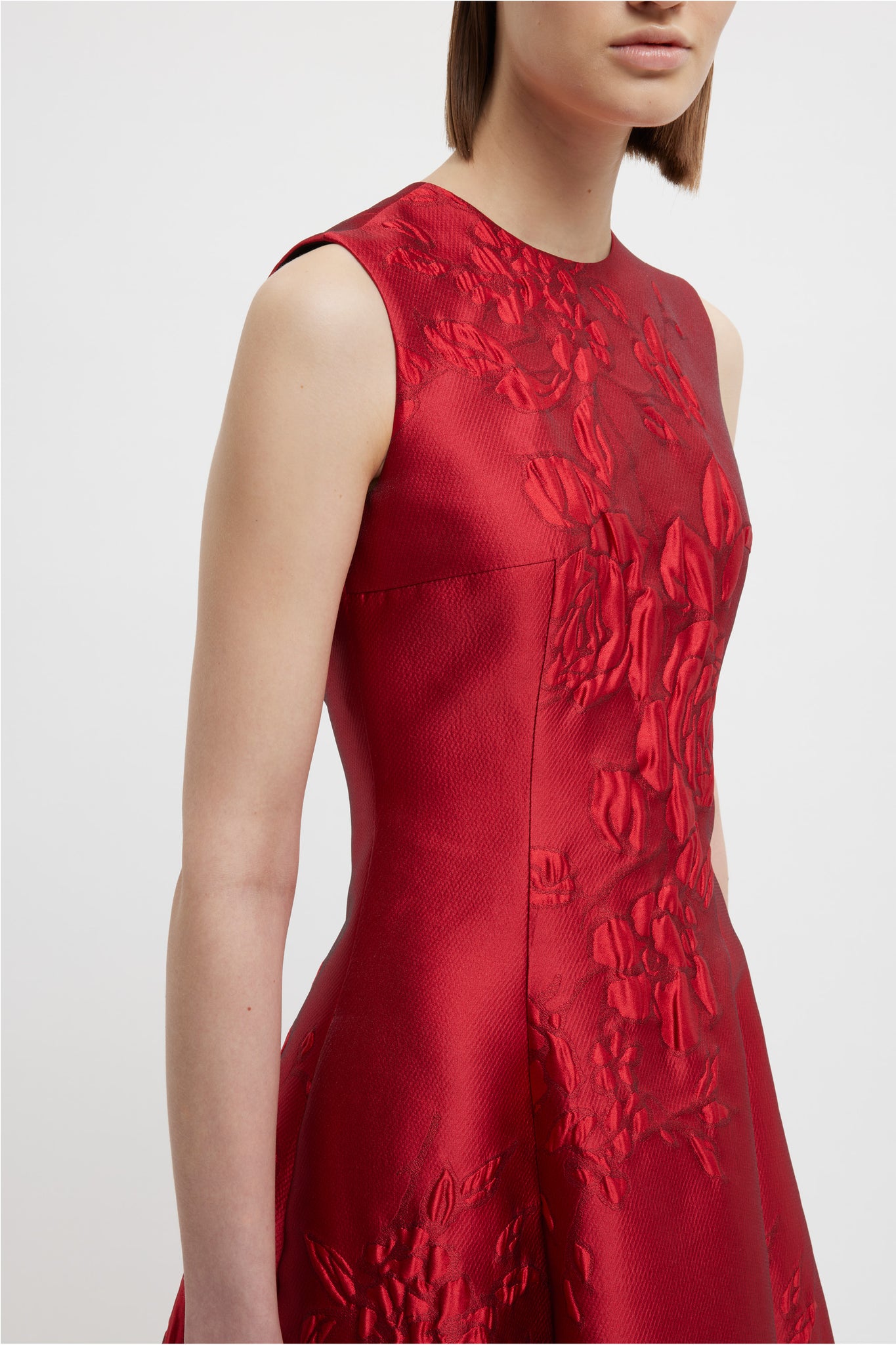 Mara Dress In Red Graphic Rose Jacquard | Emilia Wickstead