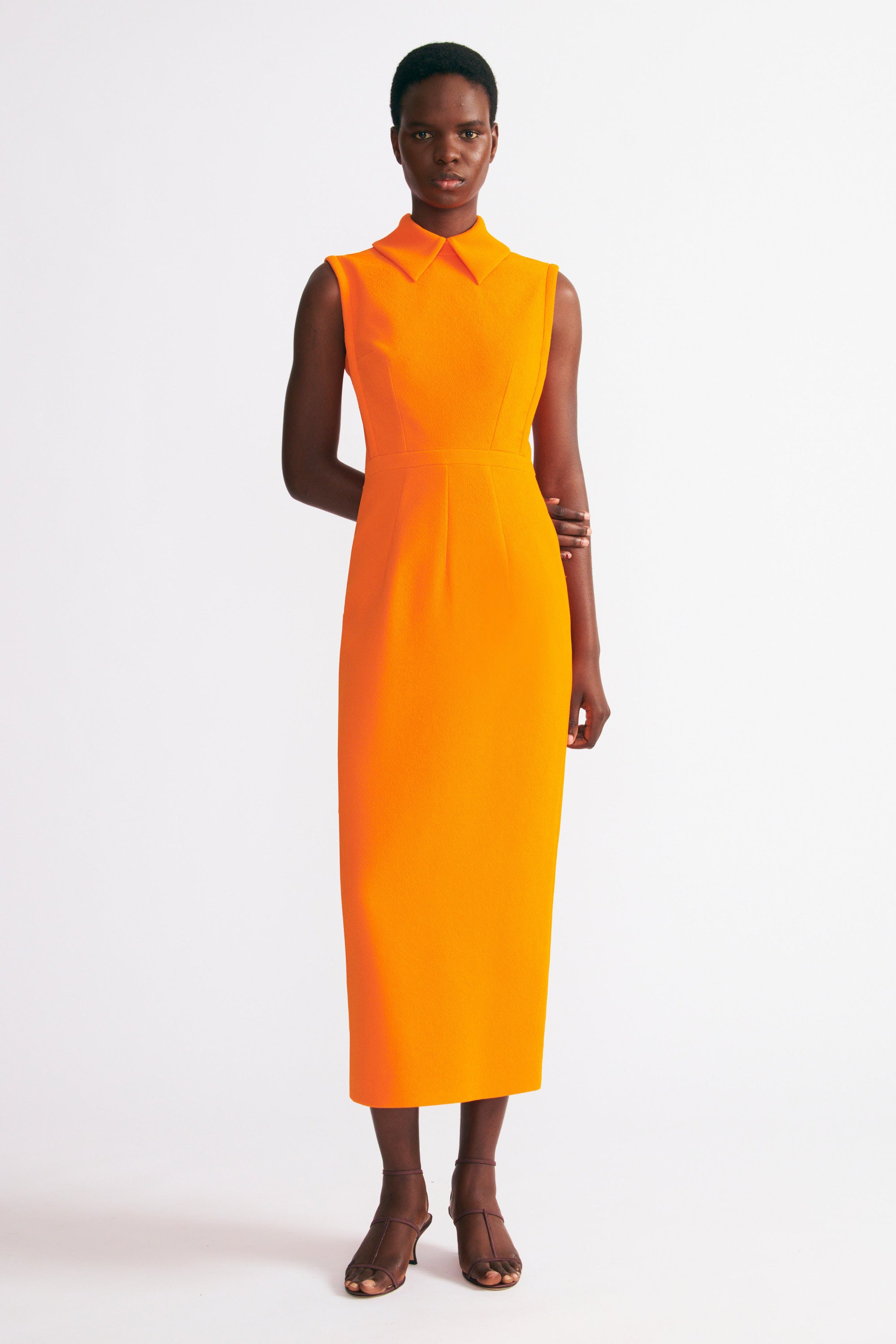 Miles Dress In Hot Orange Double Crepe | Emilia Wickstead