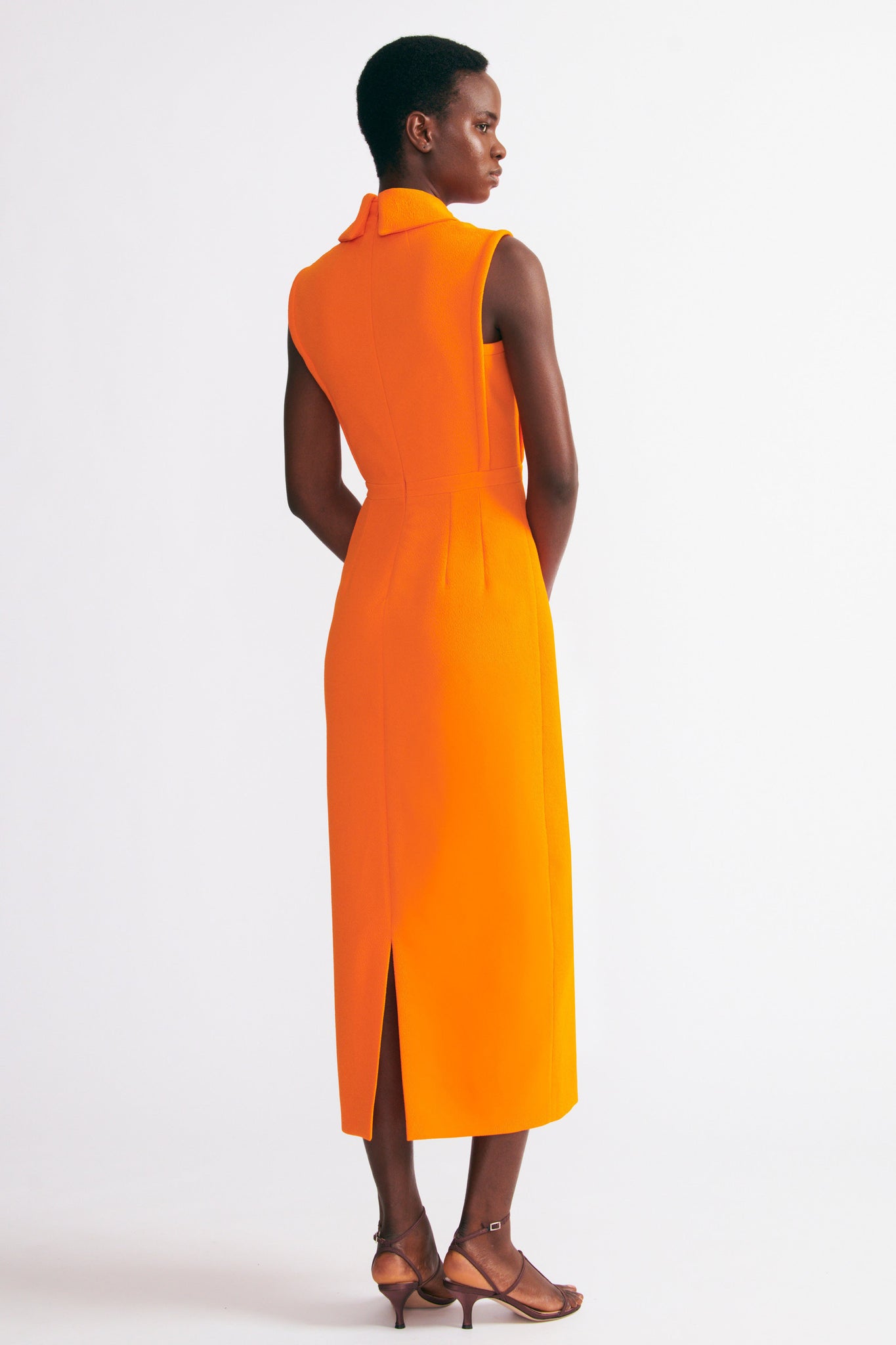 Miles Dress In Hot Orange Double Crepe | Emilia Wickstead