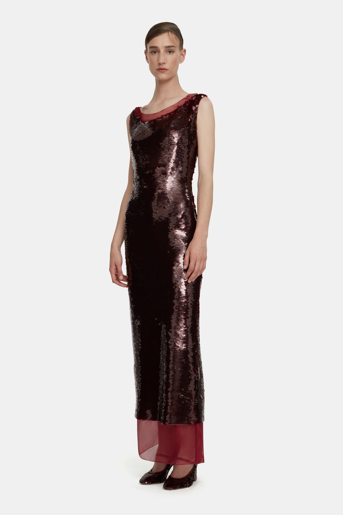 Nehemia Dress in Burgundy Jelly Sequins |  Emilia Wickstead