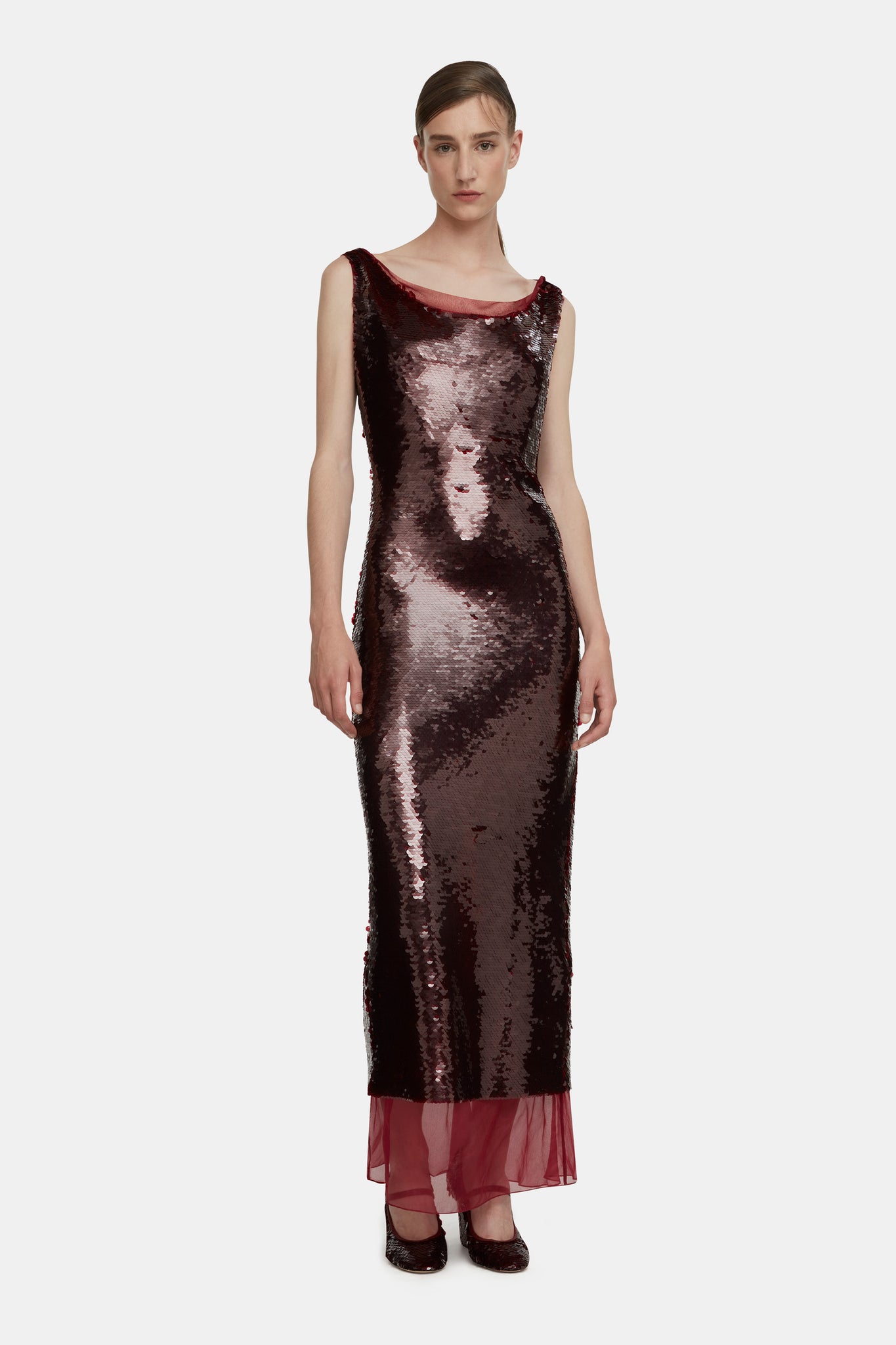 Nehemia Dress in Burgundy Jelly Sequins |  Emilia Wickstead