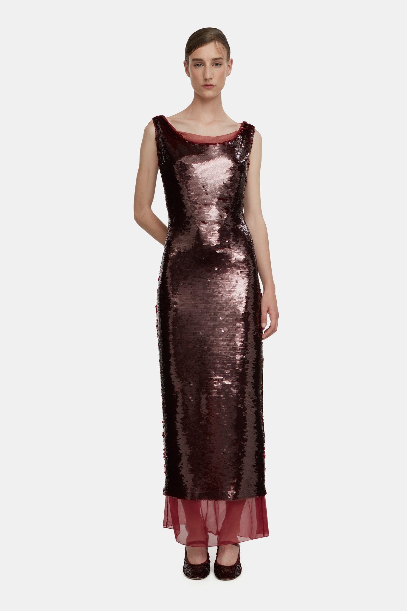 Nehemia Dress in Burgundy Jelly Sequins |  Emilia Wickstead