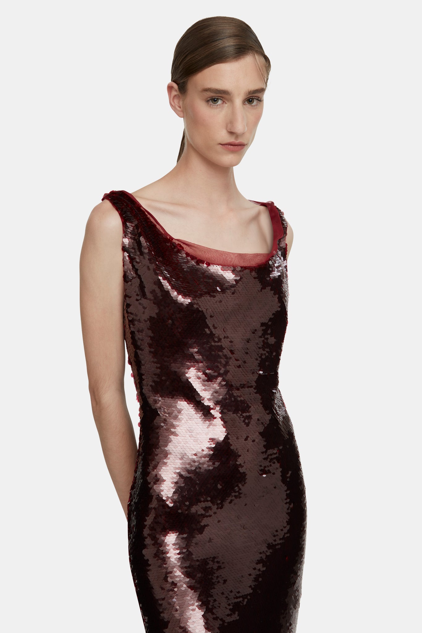 Nehemia Dress in Burgundy Jelly Sequins |  Emilia Wickstead