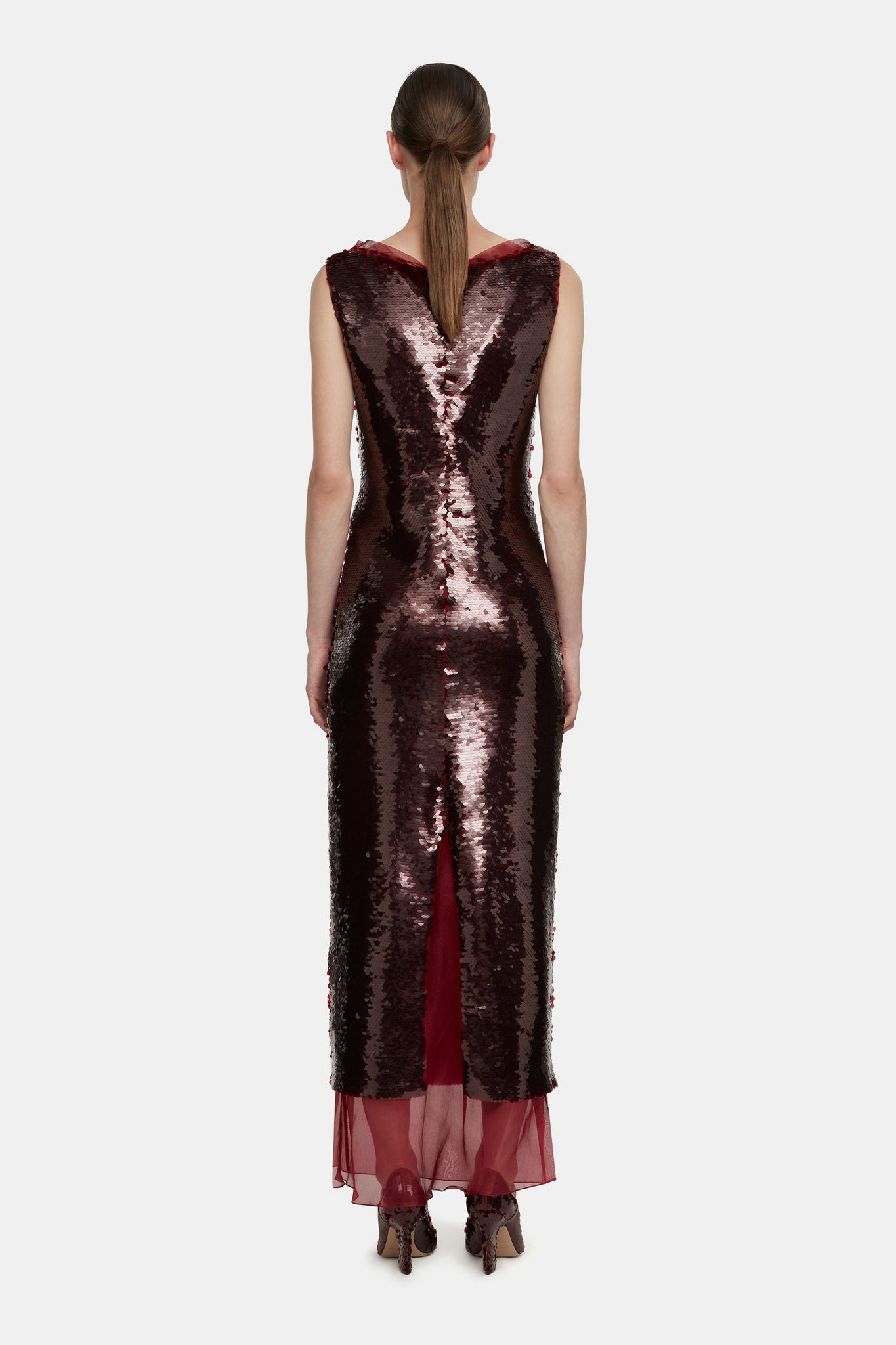 Nehemia Dress in Burgundy Jelly Sequins |  Emilia Wickstead