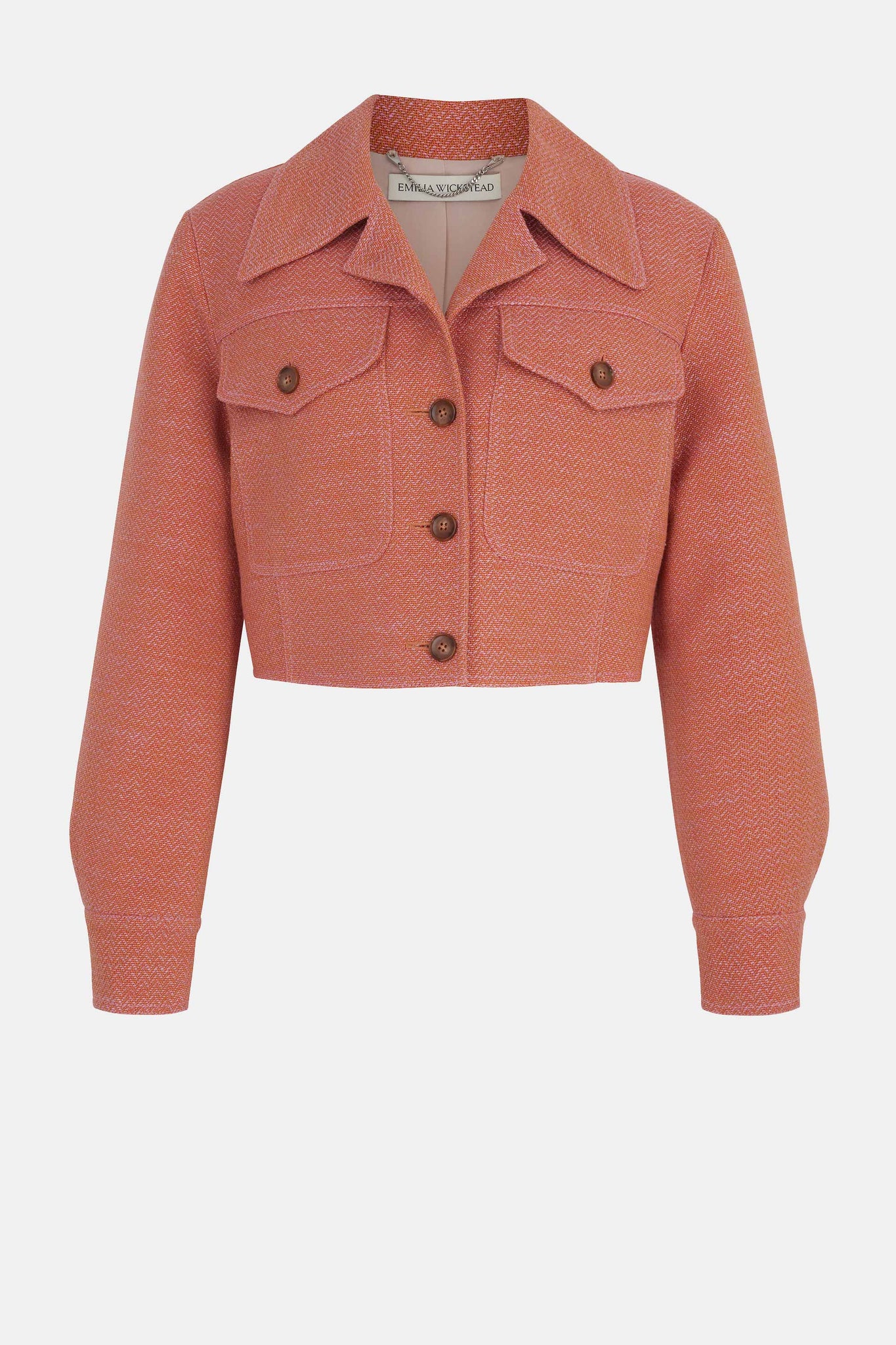 Nics Jacket In Rose & Tan Chevron Weave | Emilia Wickstead