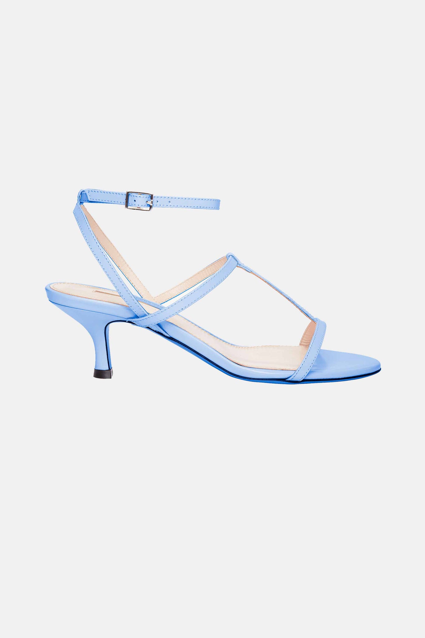 Novie Kitten Heel Sandal In Baby Blue Leather | Emilia Wickstead