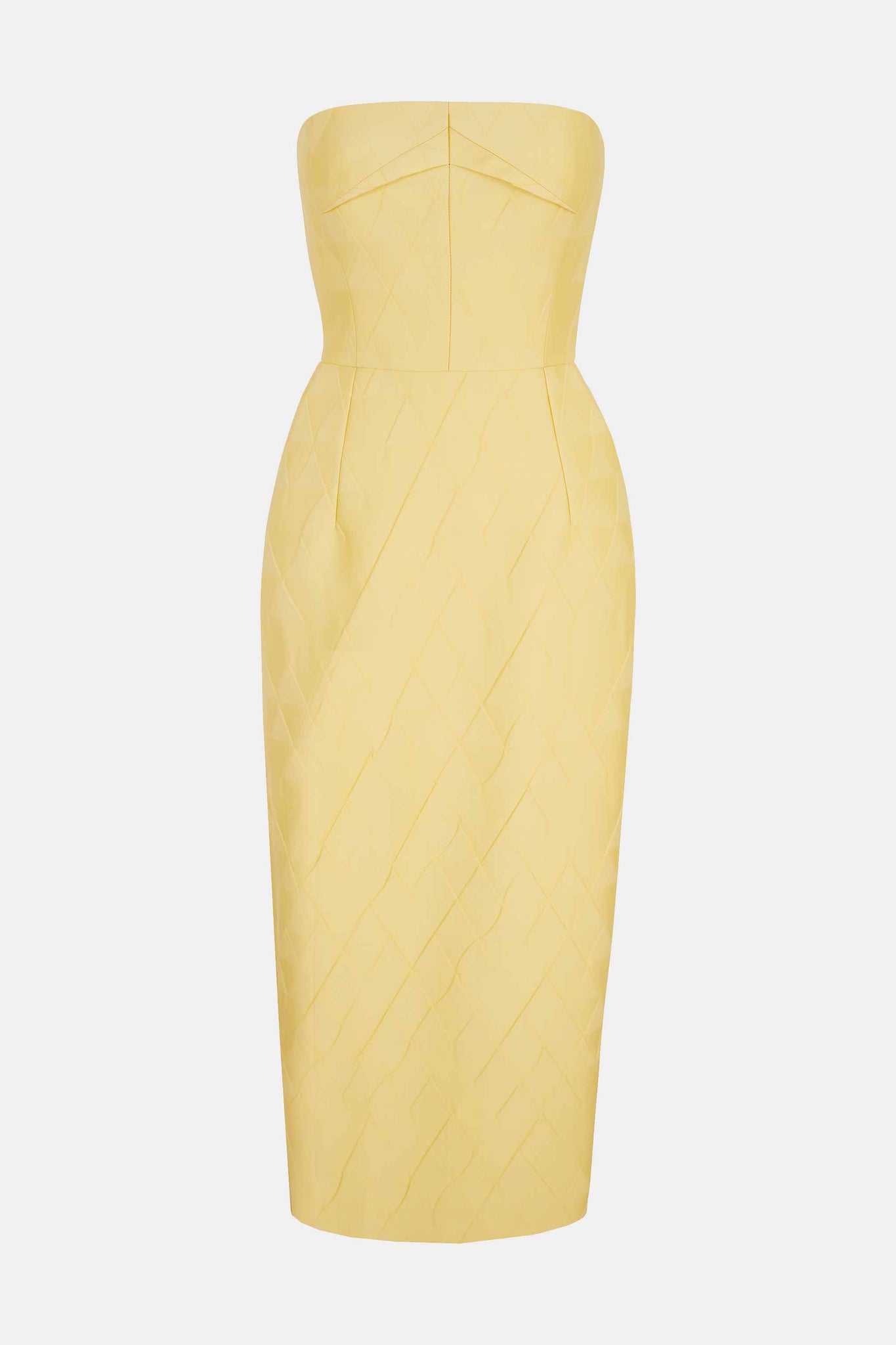 Pola Strapless Dress In Lemon Embossed Cloque | Emilia Wickstead