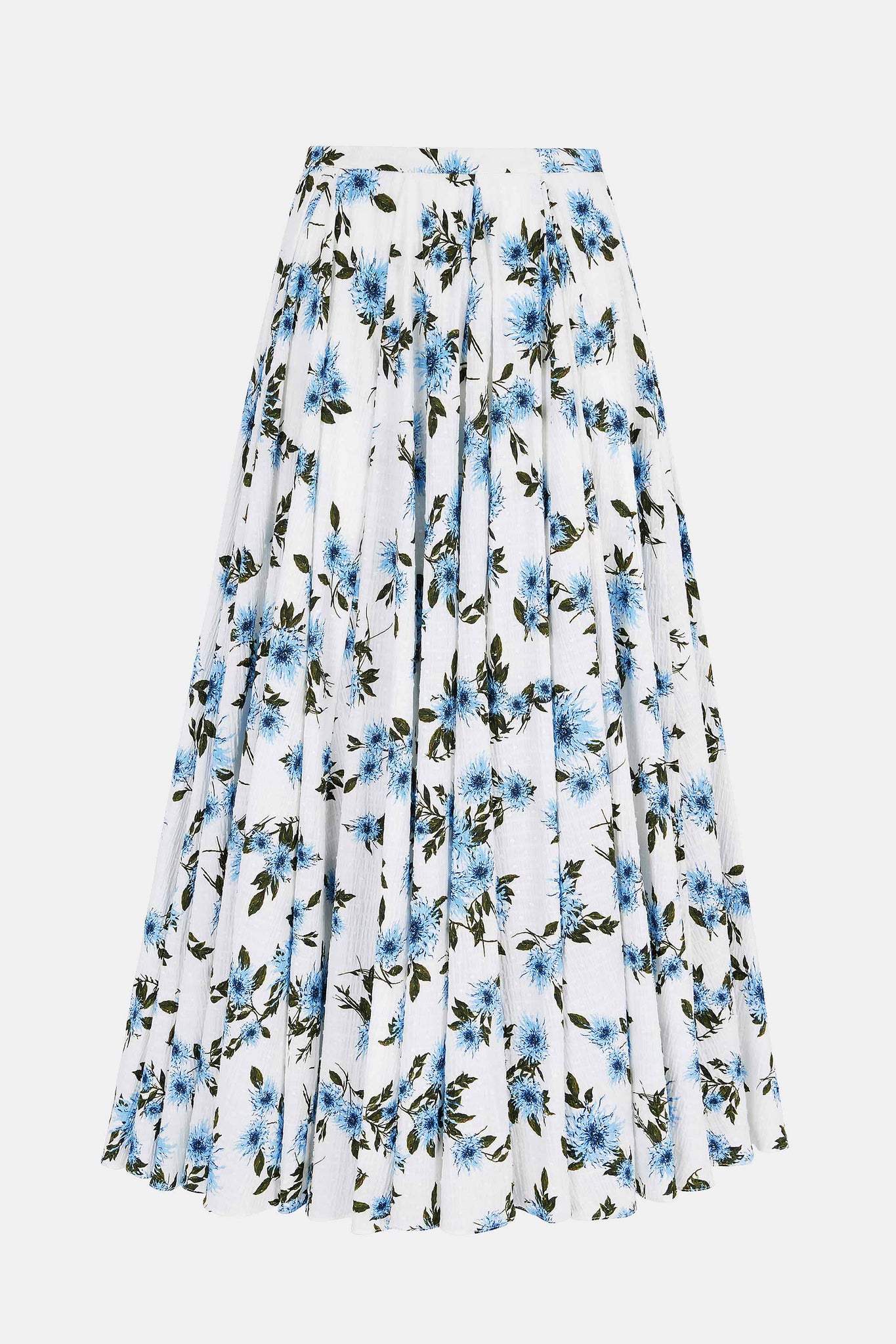 Rhea Skirt In Blue Dahlia Floral Print Cotton | Emilia Wickstead