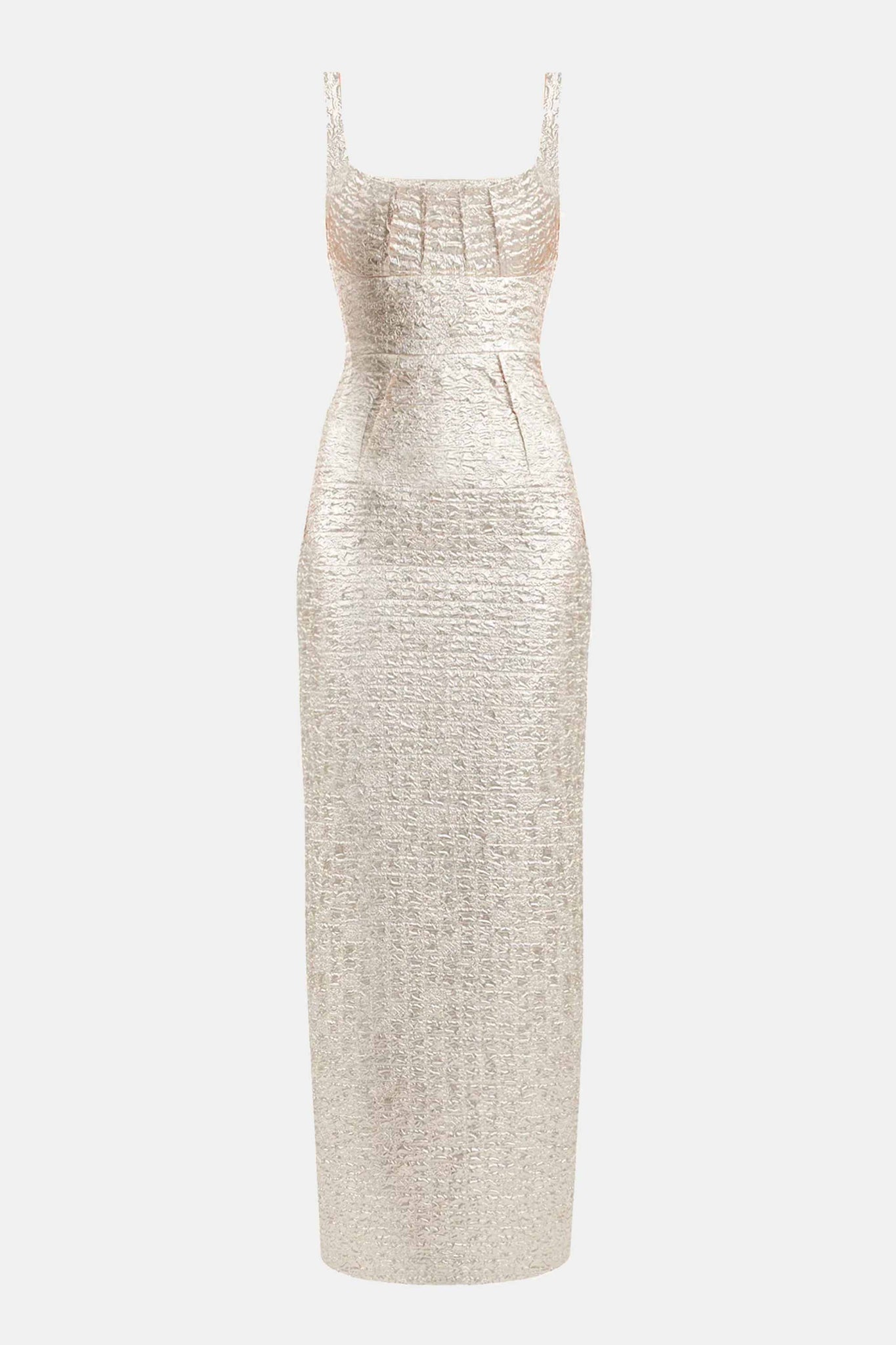 Sharon Dress In Champagne Metallic Seersucker | Emilia Wickstead