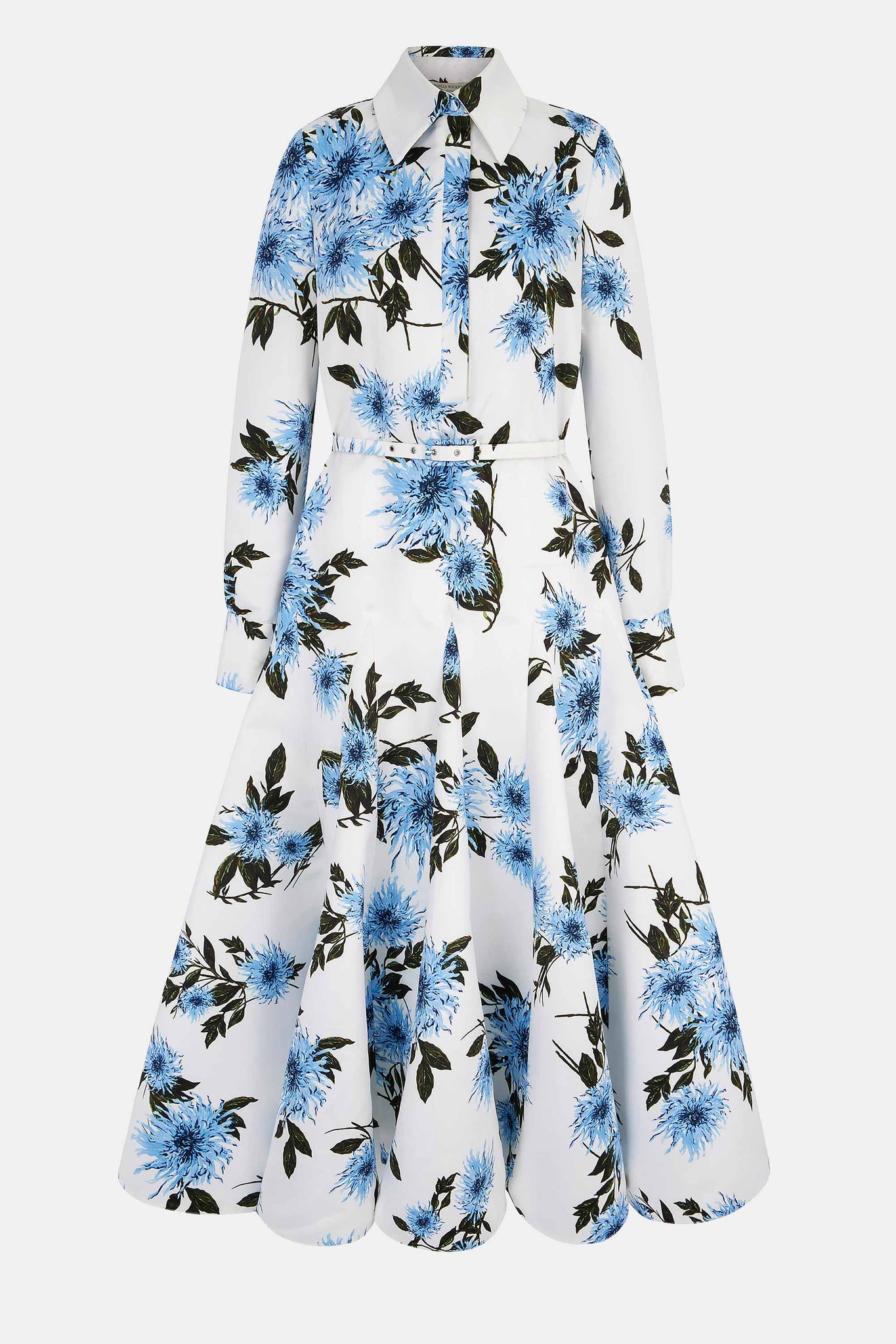 Tomasina Dress In Blue Dahlia Floral Print Taffeta Faille | Emilia Wickstead