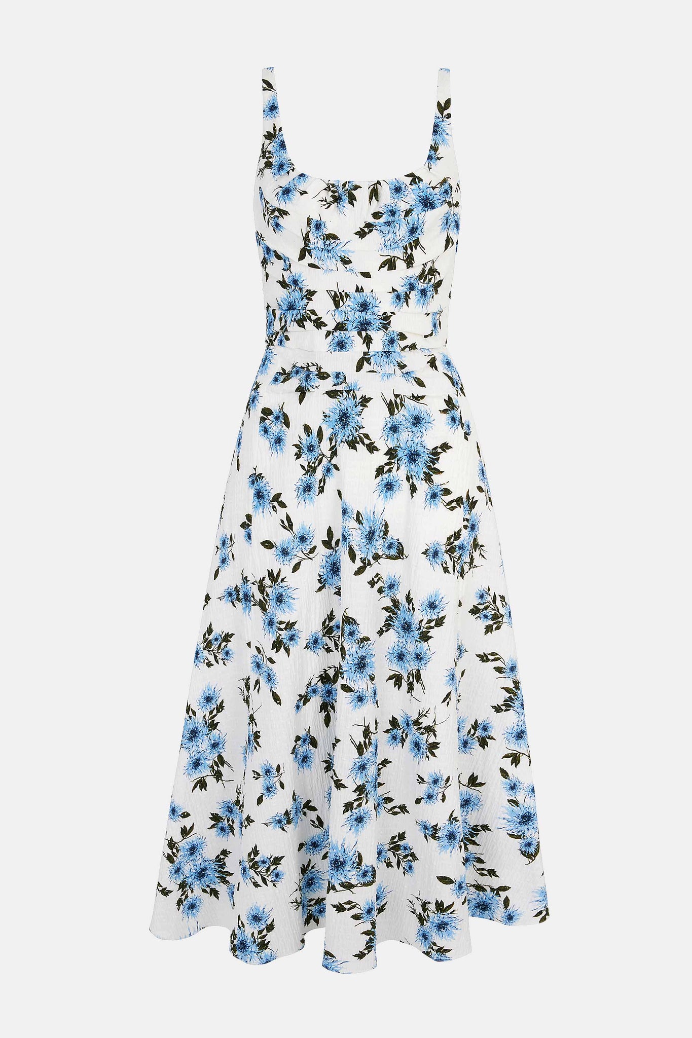 Verena Dress In Blue Dahlia Floral Print Bibione Cotton | Emilia Wickstead