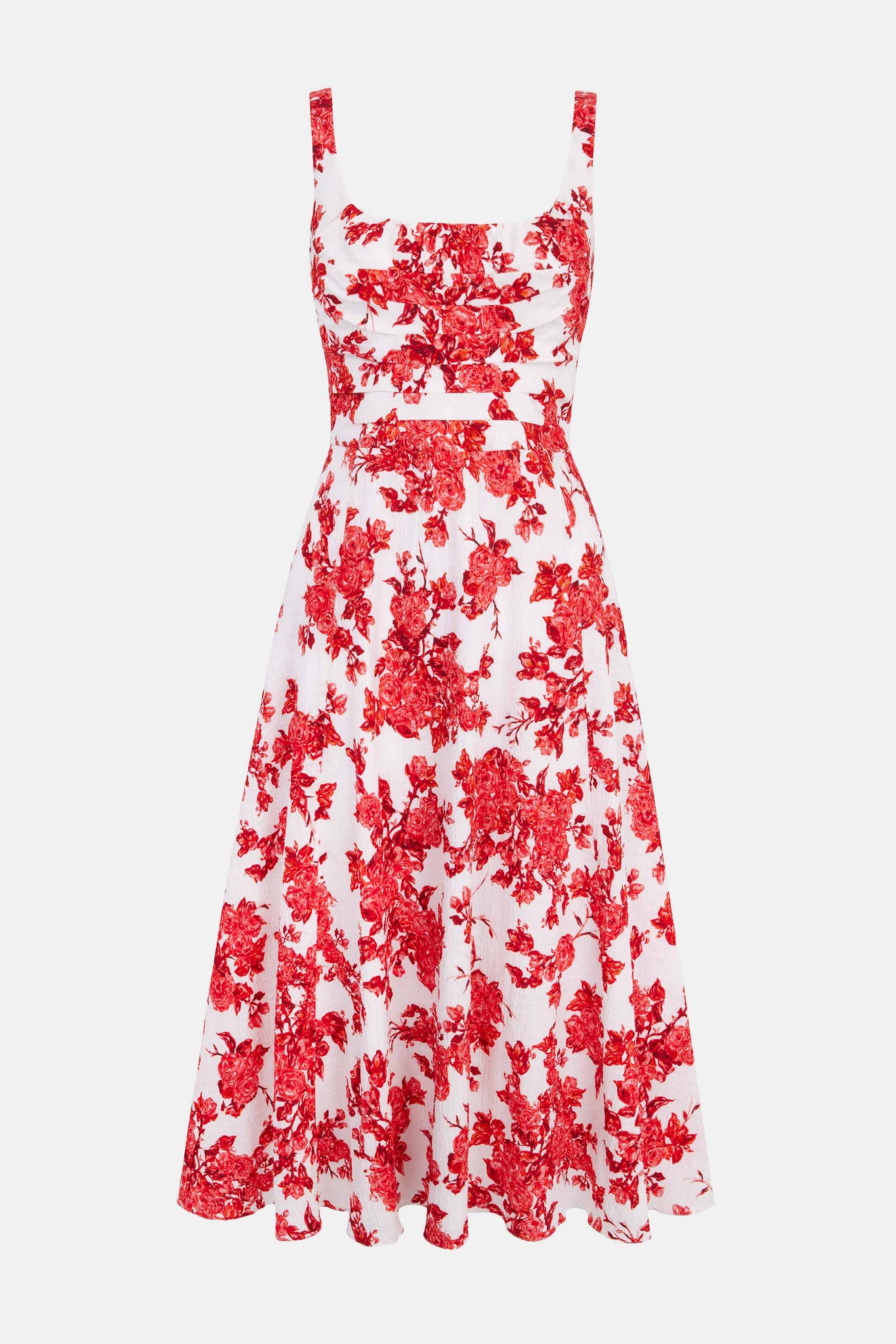 Verena Dress In Hot Pink Centifolia Rose Floral Print Bibione Cotton - Emilia Wickstead