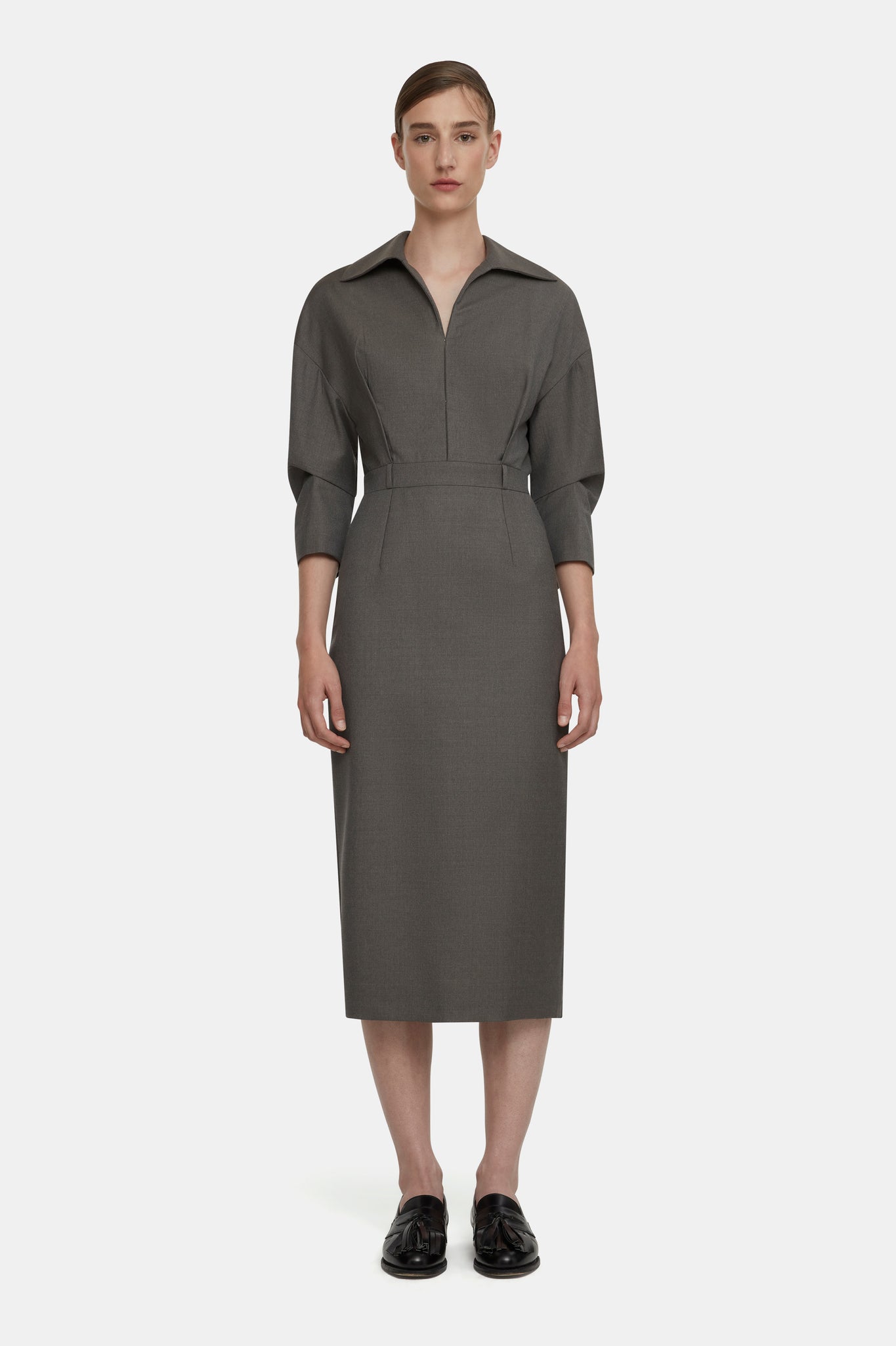 Vivica Dress in Ash Grey Merino Wool |  Emilia WicksteadVivica Dress in Ash Grey Merino Wool |  Emilia Wickstead