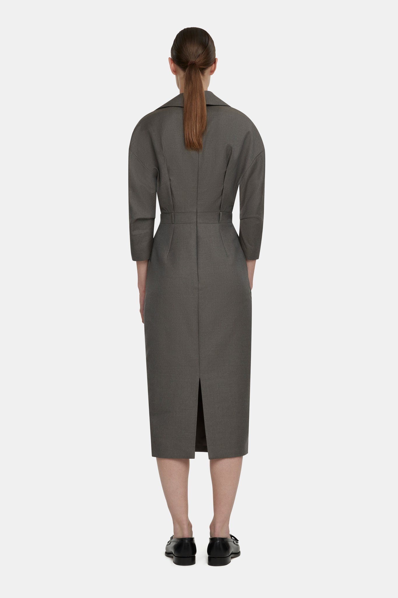 Vivica Dress in Ash Grey Merino Wool |  Emilia Wickstead