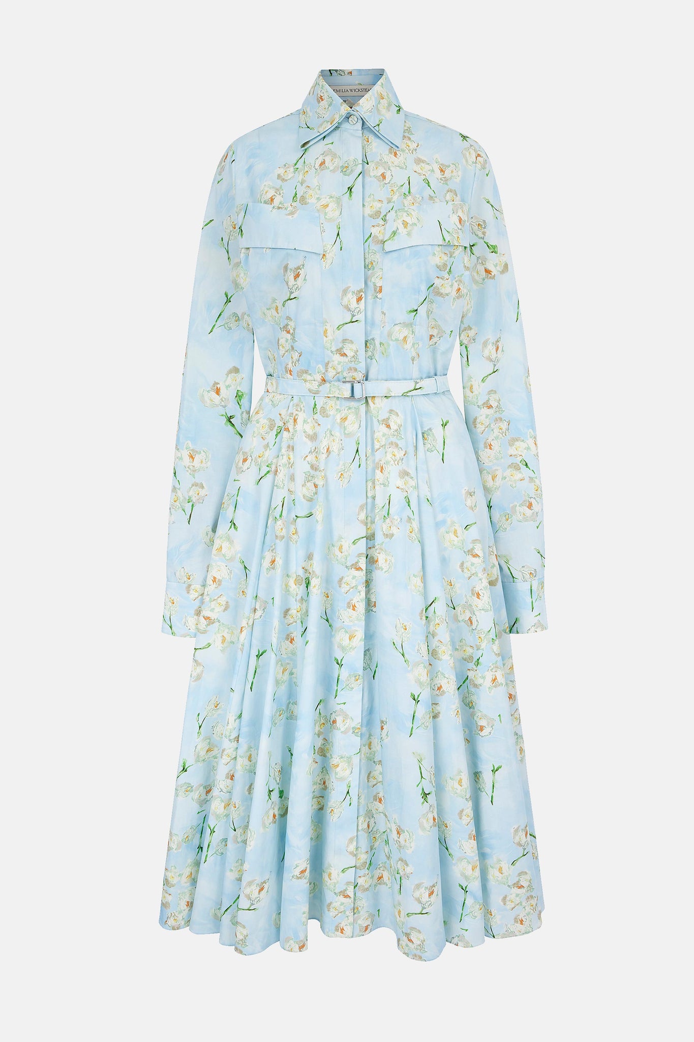 Emmalyna Dress with Little Lillie's on Blue Cotton | Emilia Wickstead