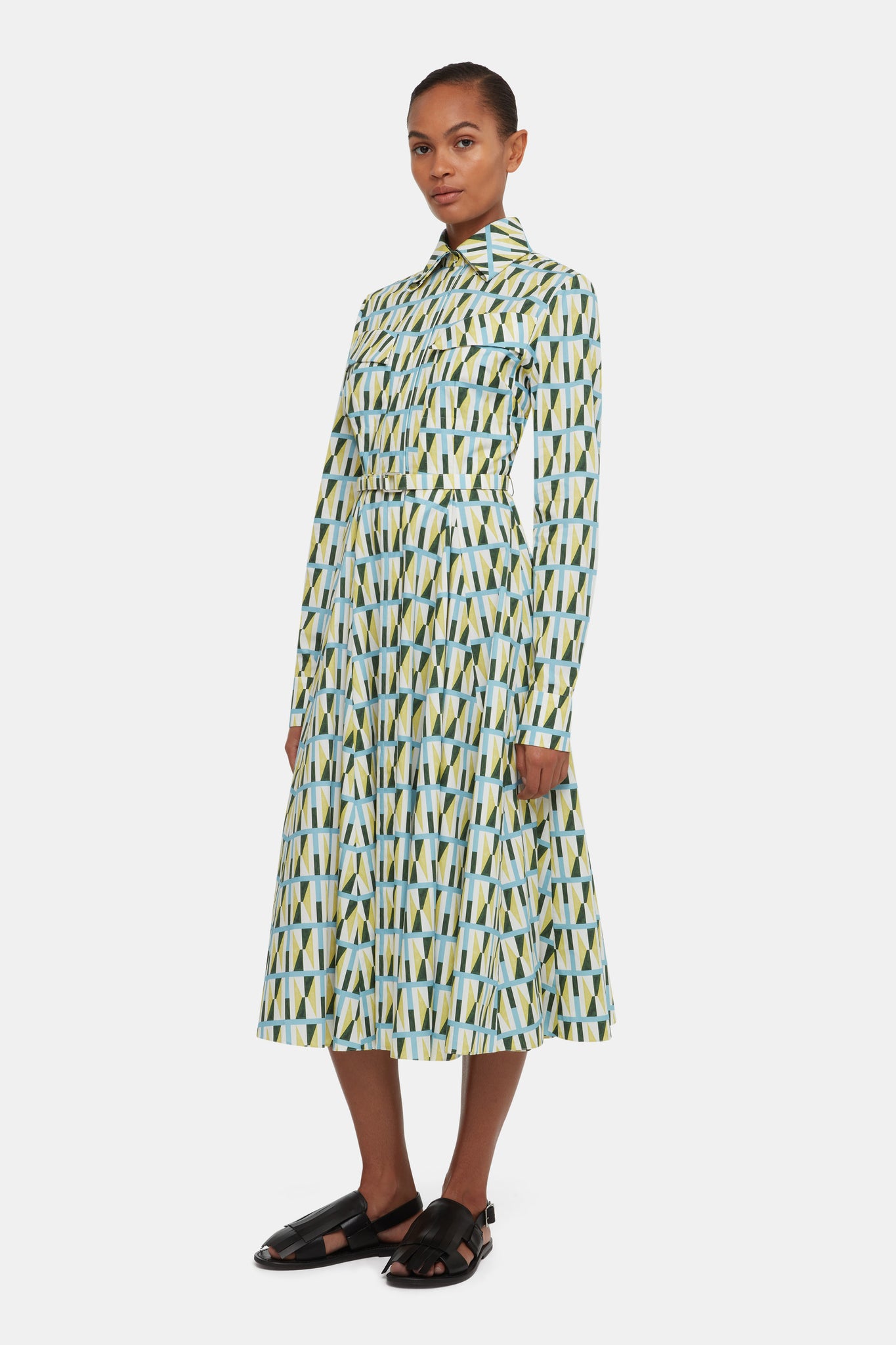 Emmalyna Dress in Geometric Cotton | Emilia Wickstead Emmalyna Dress in Geometric Cotton | Emilia Wickstead