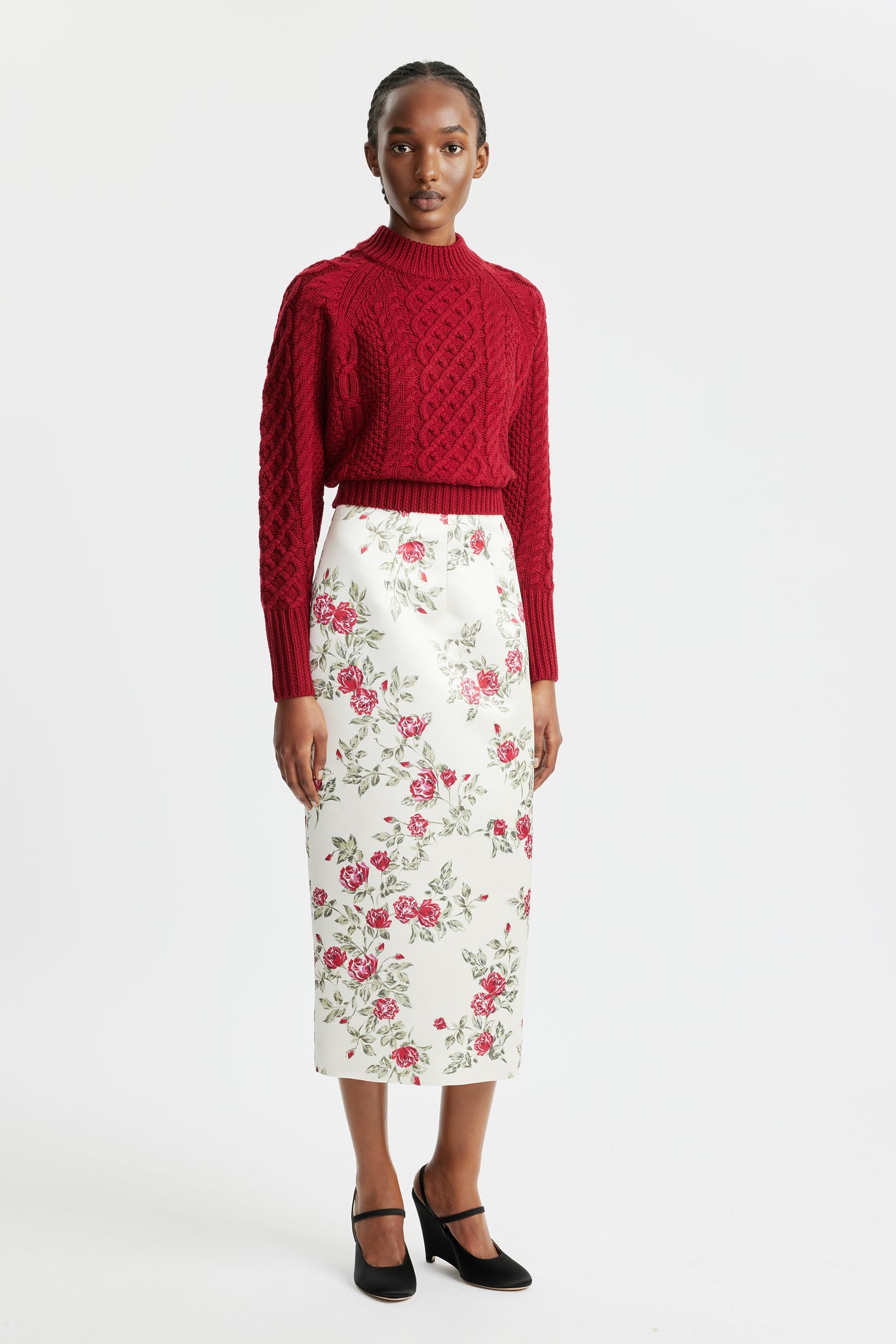 Emory Deep Red Cable Knit Jumper | Emilia Wickstead