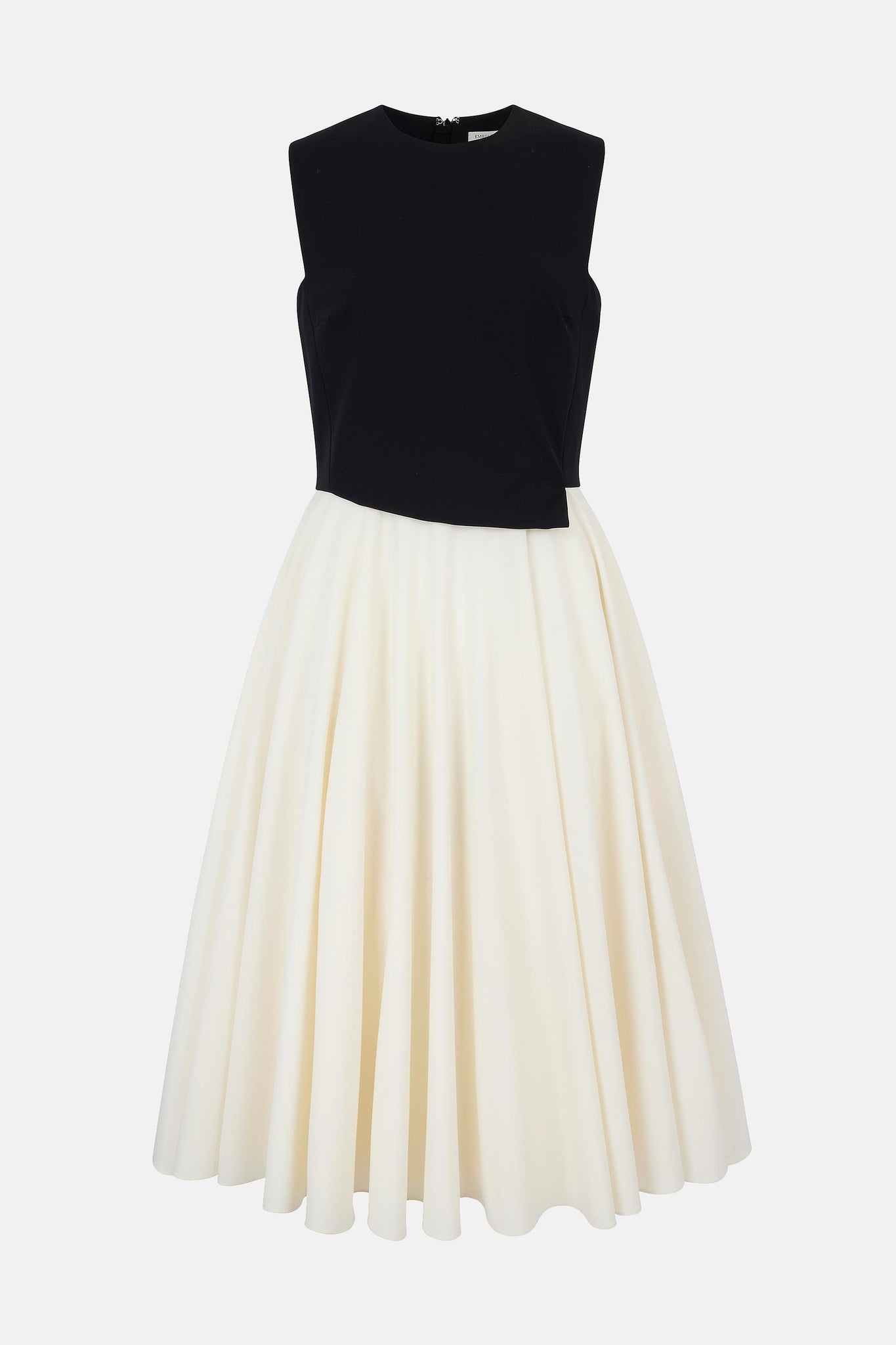 Federica Dress In Black & Ivory Summer Wool