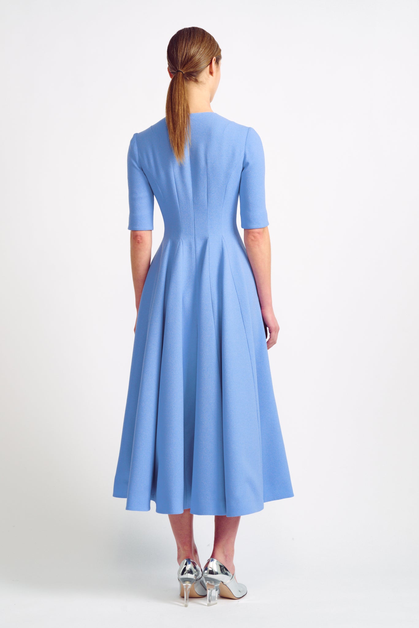 Georgie Celestial Blue Single Wool Crepe Dress | Emilia Wickstead Georgie Celestial Blue Single Wool Crepe Dress | Emilia Wickstead