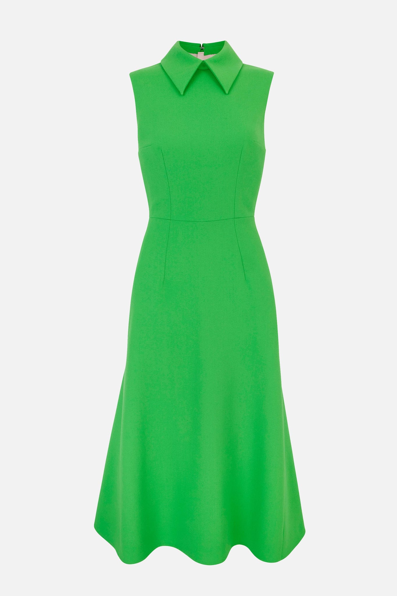 Leontine Dress In Fresh Green Single Wool Crepe