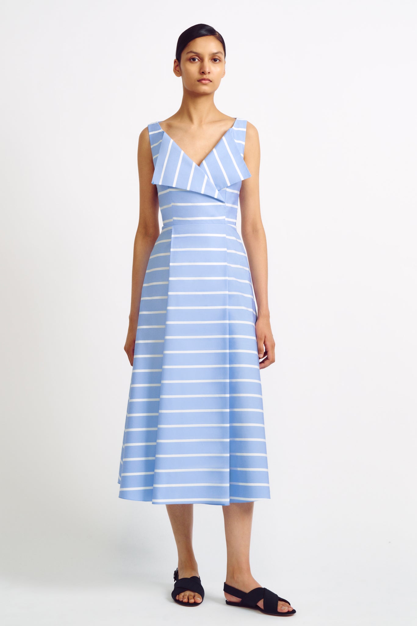 Blue and white striped cotton sale dress