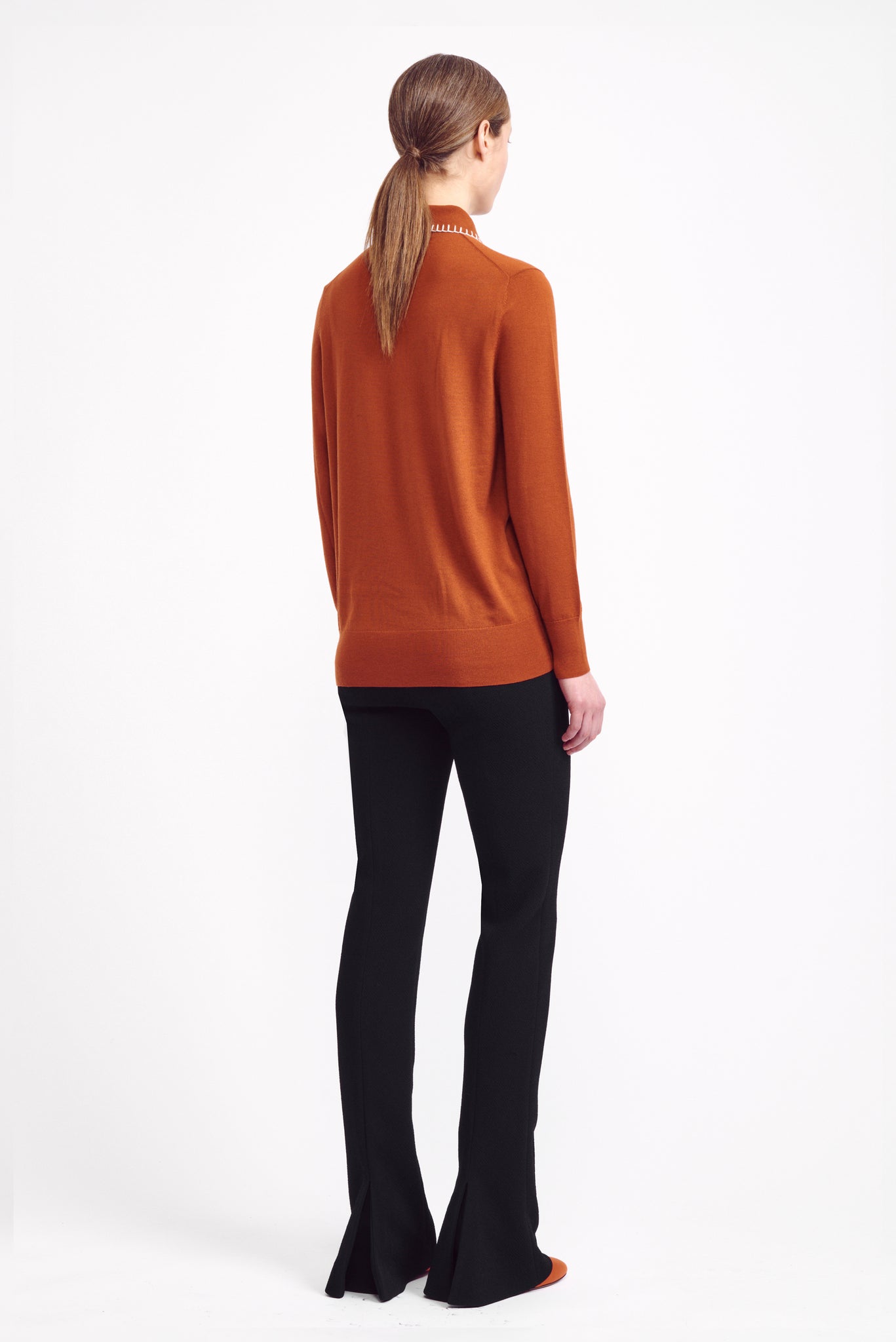 Hall Rust Blanket Stitch Collar Top | Emilia Wickstead