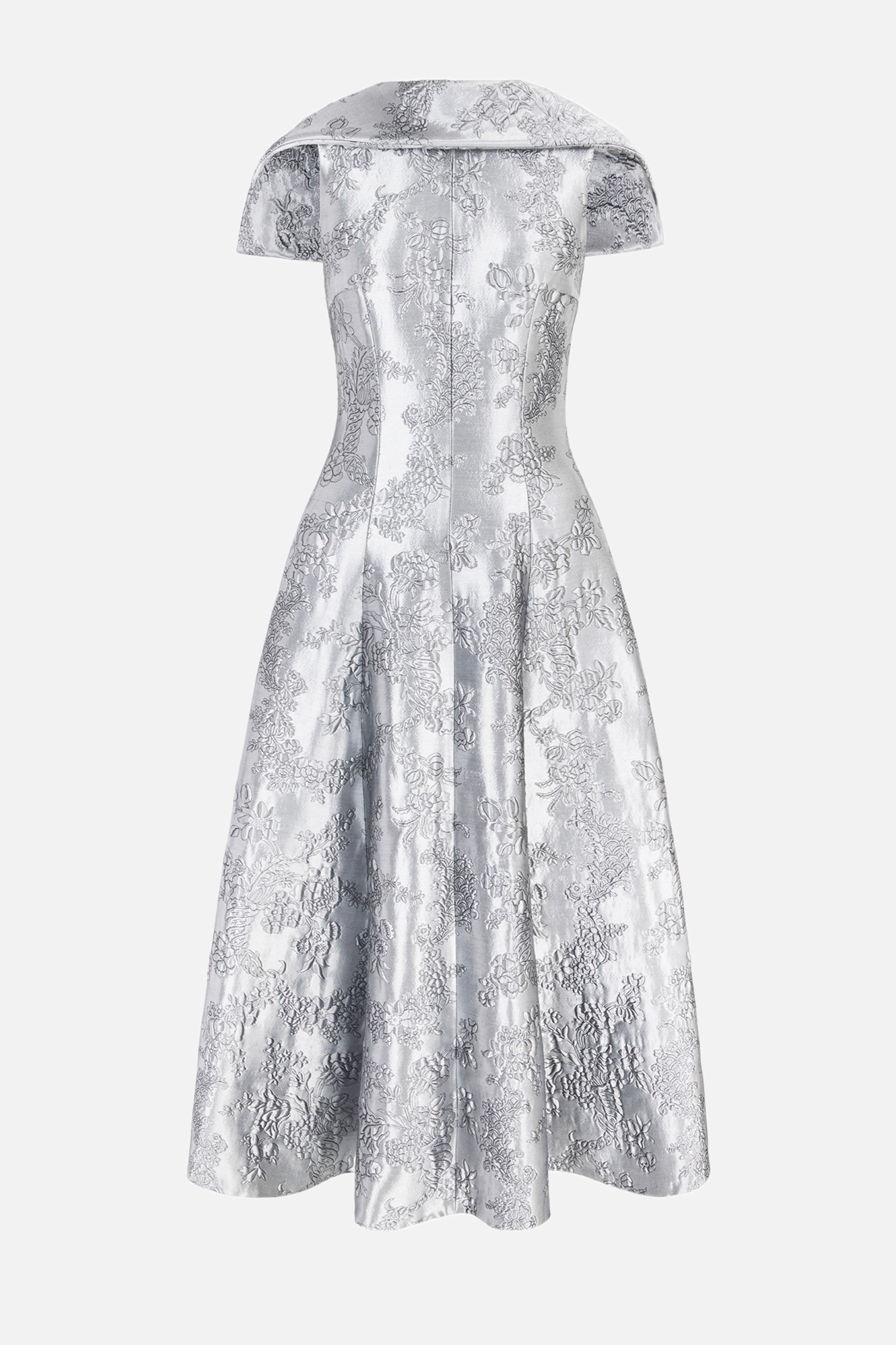 Harlow Dress in Silver Metallic Cloque