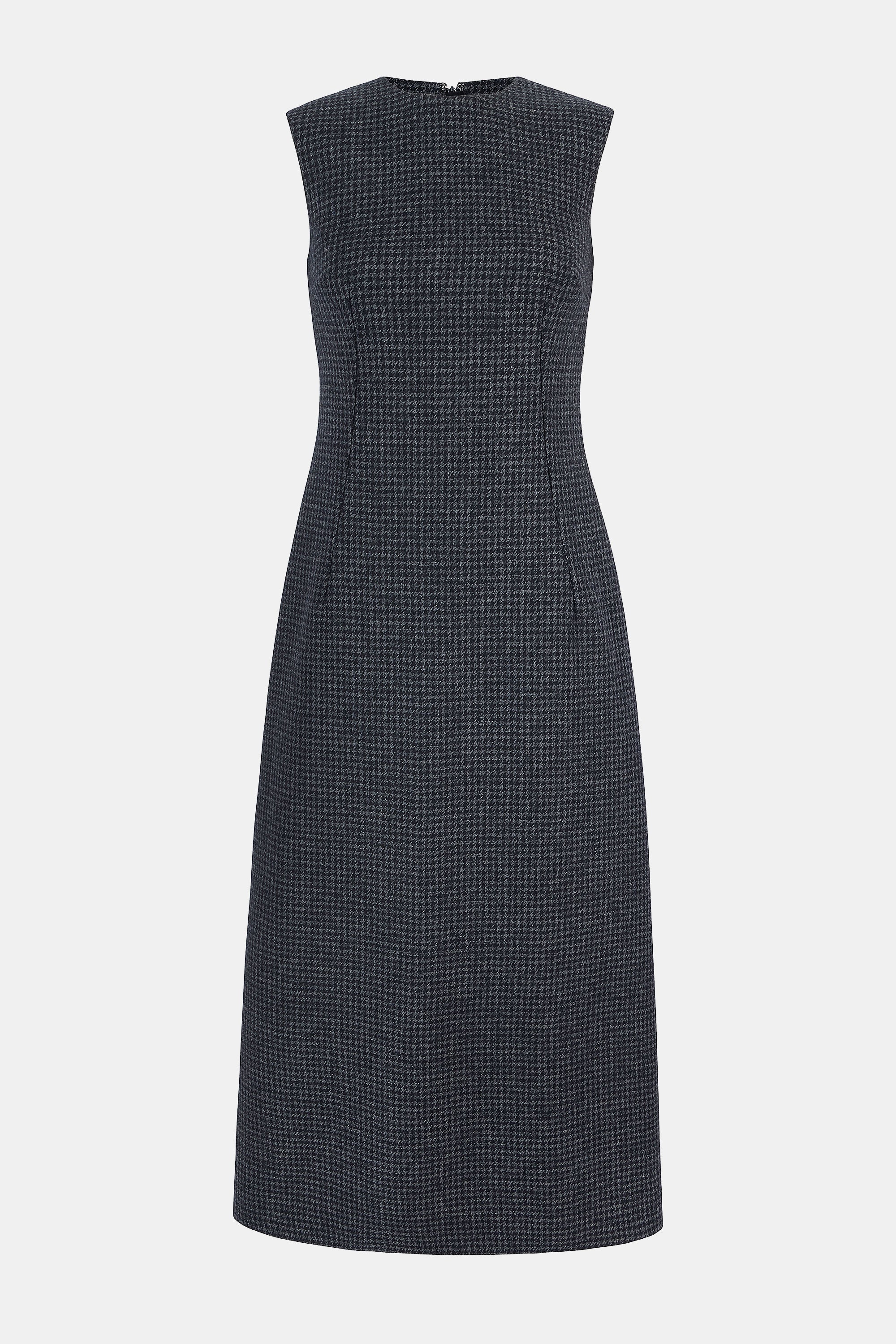 Hartley Dress In Dark Grey Melange Houndstooth