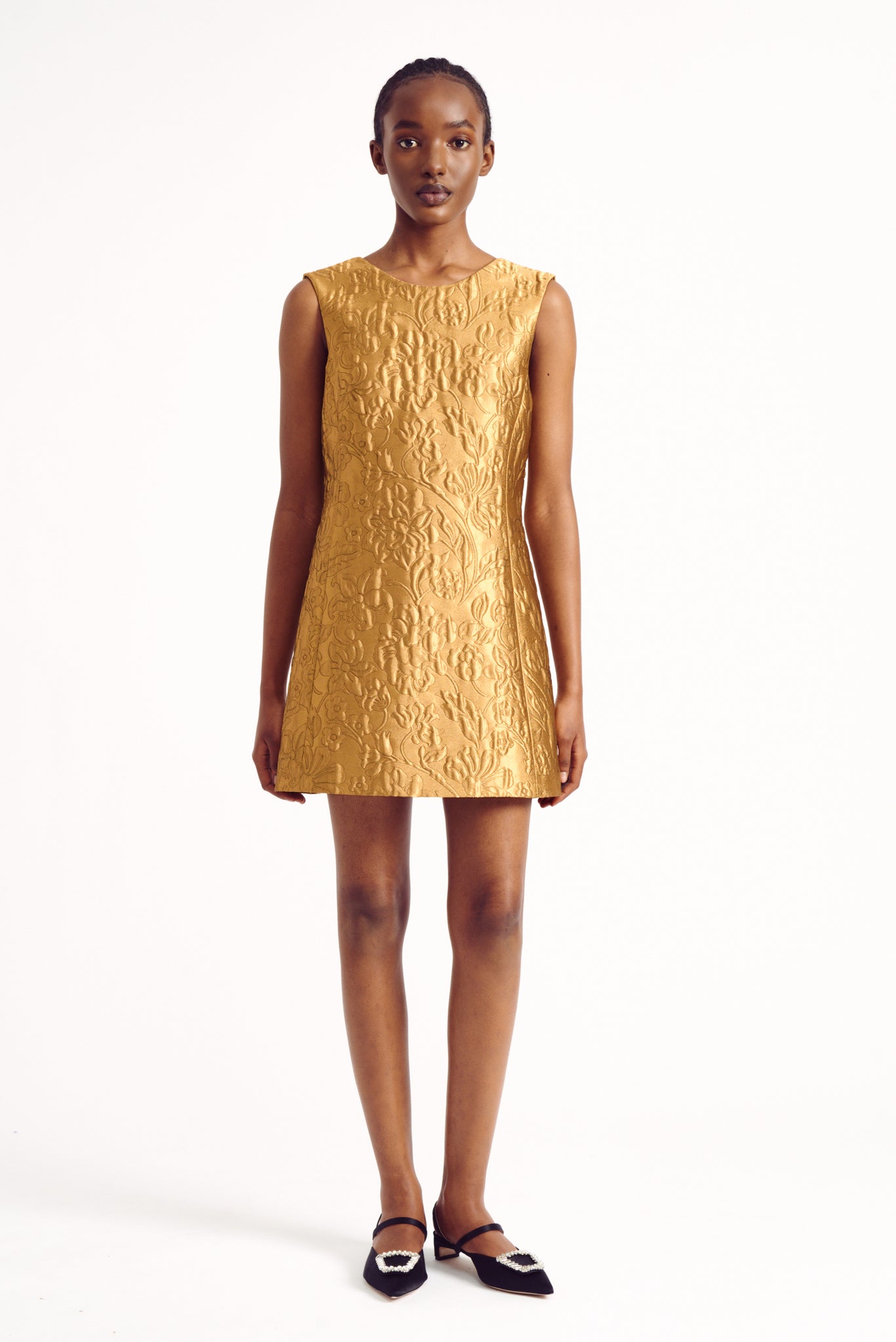 Irma Dress in Gold Lurex Metallic Jacquard | Emilia Wickstead