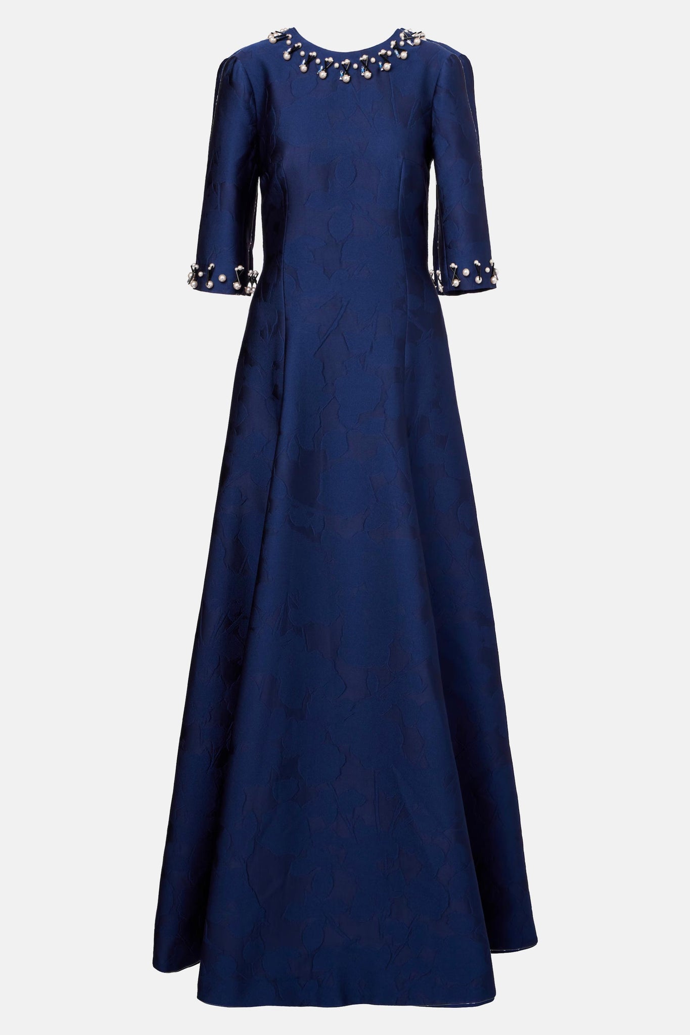 Ischia Dress In Midnight Blue Embossed Cloque