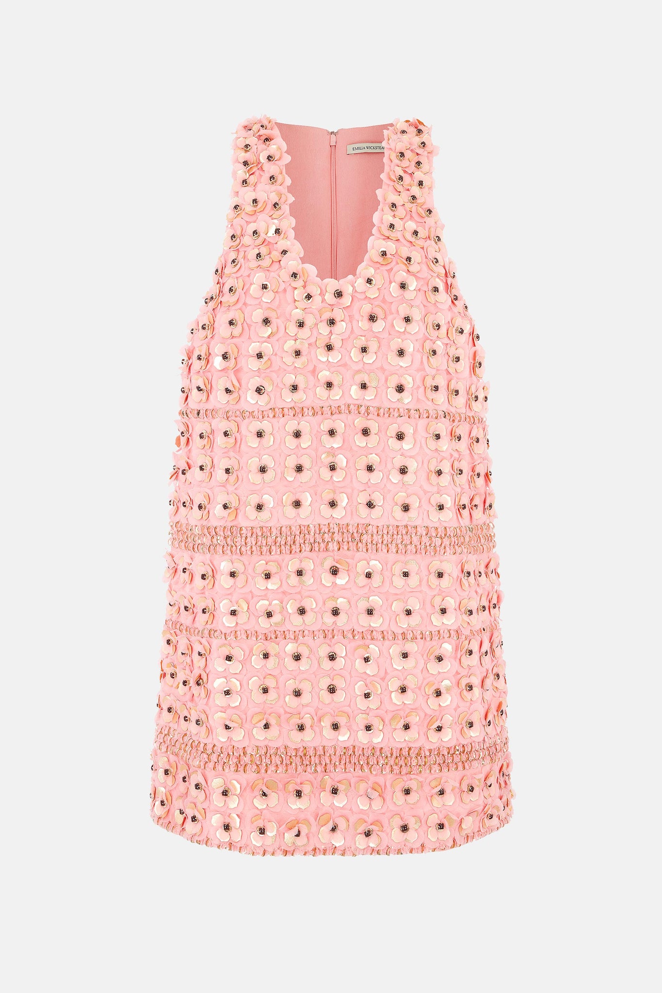 Issy Embellished Dress In Pink Viscose Crepe | Emilia Wickstead