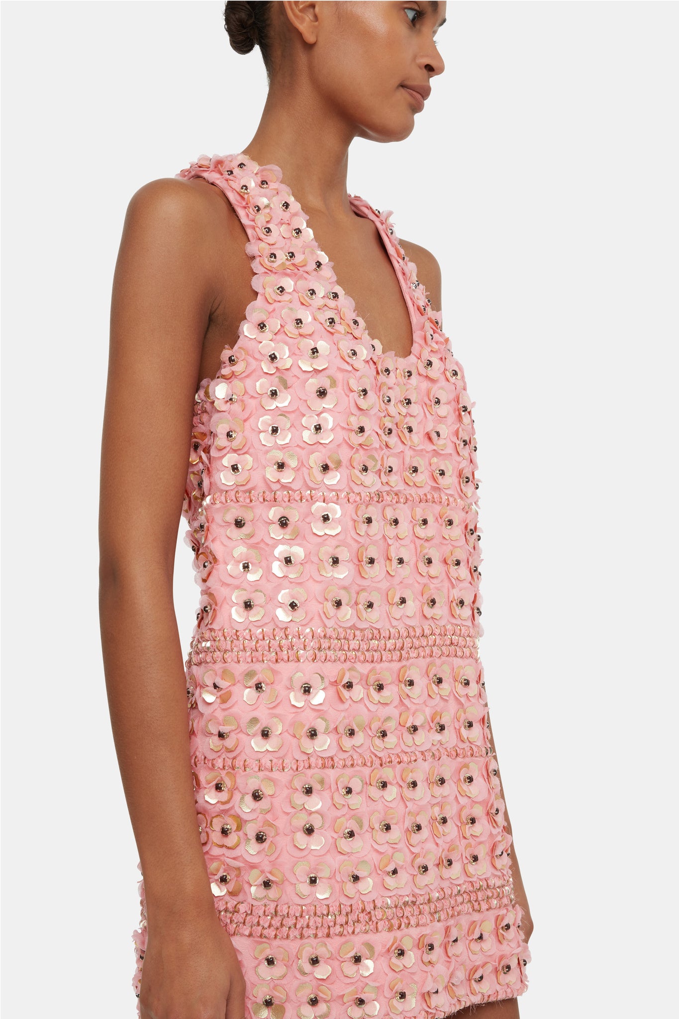 Issy Embellished Dress In Pink Viscose Crepe | Emilia Wickstead